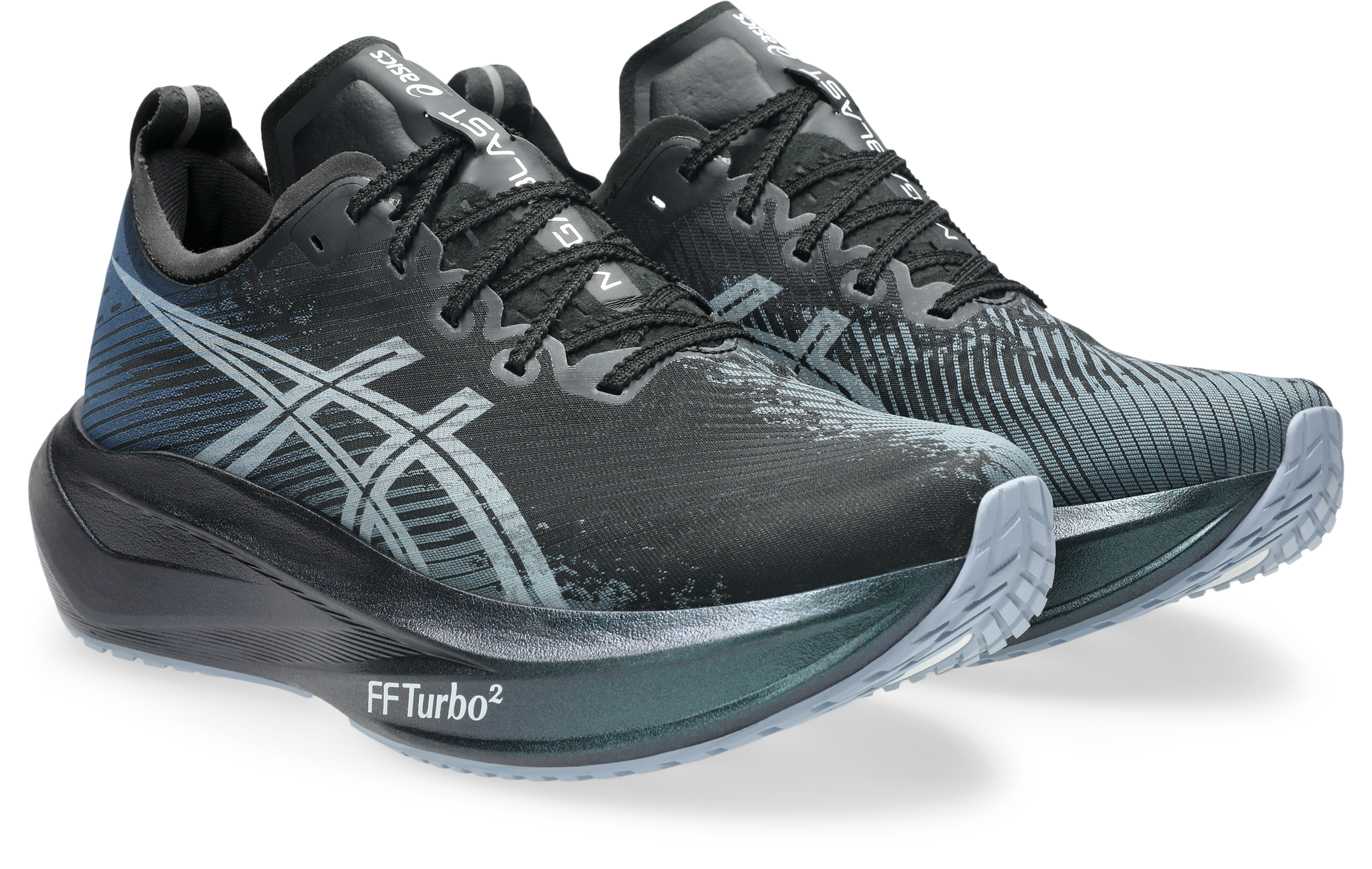 Side view of ASICS MEGABLAST features ultimate cushioning and explosive speed at Profeet Footwear. Purpose-built racing shoe. Expert-fitted.