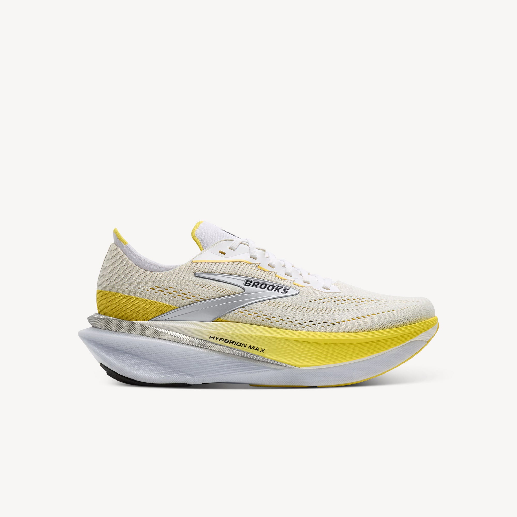 Brooks Hyperion Max 4 White/Blue/Nightlife women's – lightweight speed trainer with nitrogen-infused cushioning. Shop now at ProFeet Footwear.
