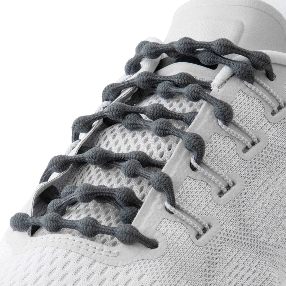 Caterpy No Tie Shoelaces - Adult Gunmetal Gray