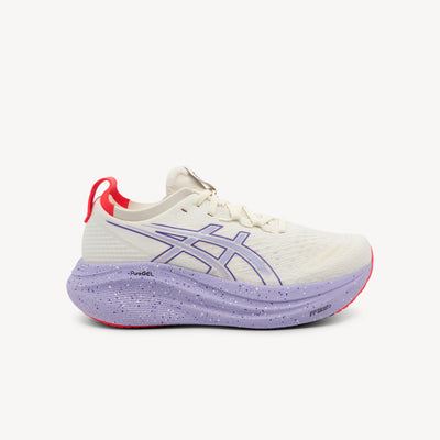 ASICS GEL-NIMBUS 27 Tokyo features premium cushioning technology and plush comfort at Profeet Footwear. Purpose-built running shoe. Expert-fitted.