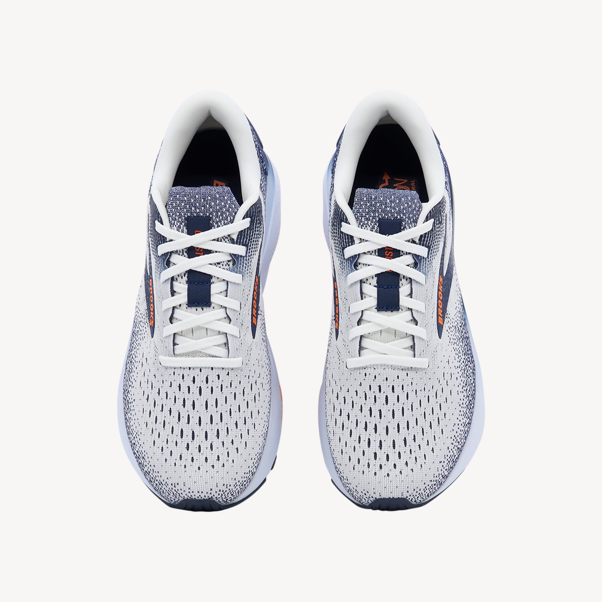 Brooks Ghost 16 White / Peacoat / Orange Mens