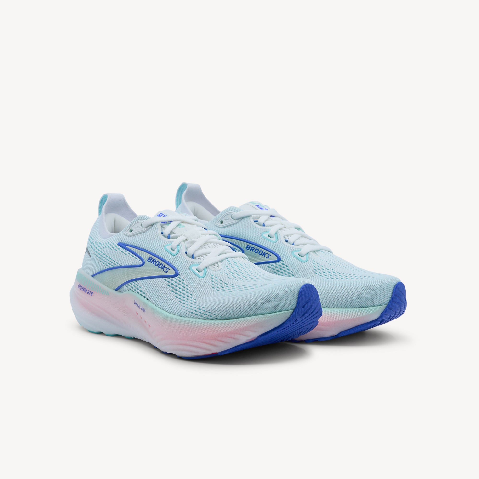 Side view of Brooks Glycerin GTS 22 features plush stability at Profeet Footwear. Maximum cushioning with GuideRails technology for comfortable supported running.