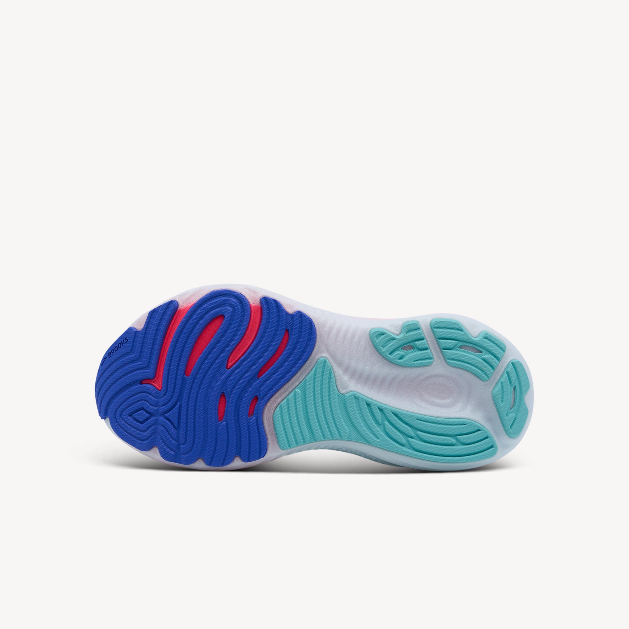 Outsole view of Brooks Glycerin GTS 22. Durable RoadTack Rubber Outsole features strategic rubber coverage. Shop now at Profeet Footwear.