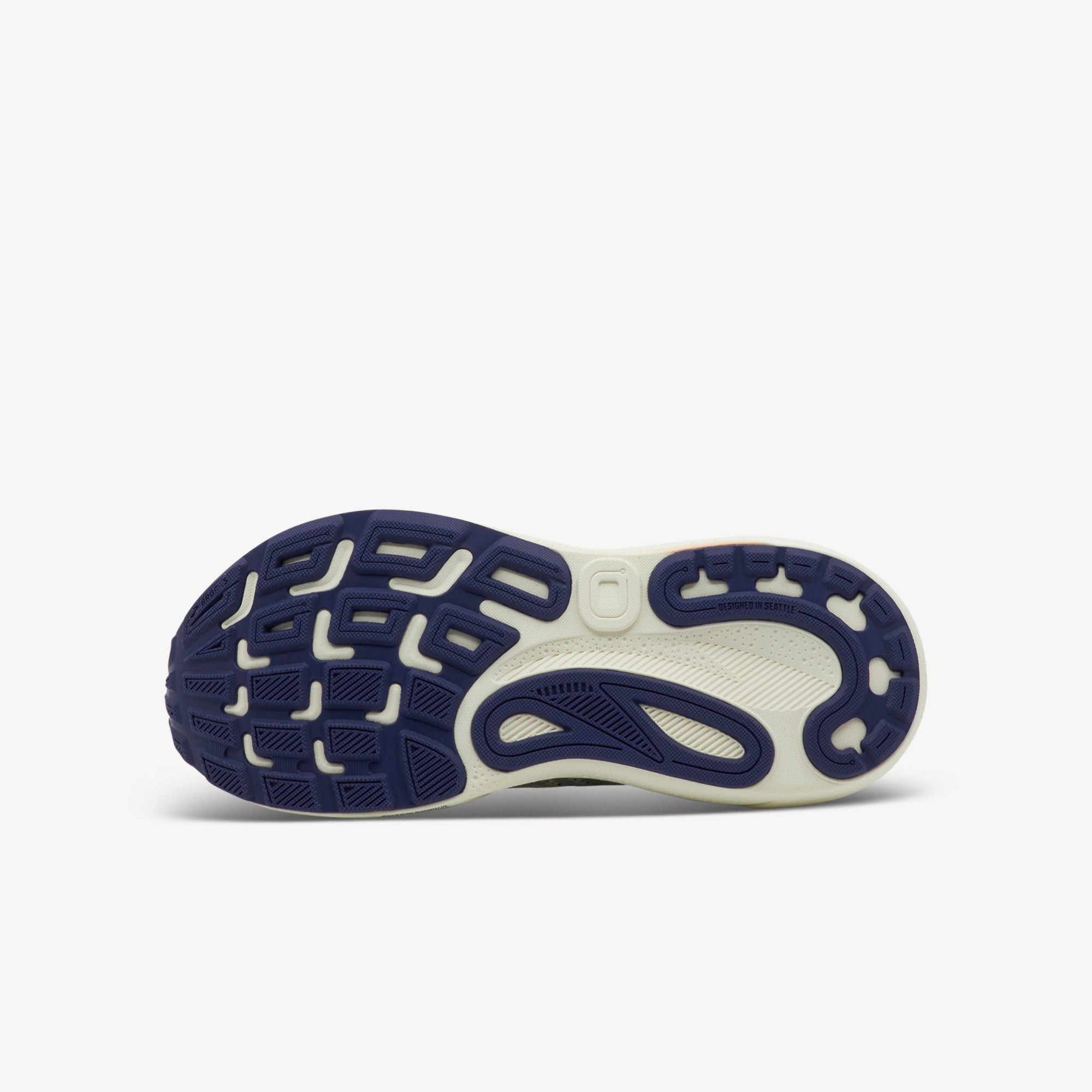 Outsole view of Brooks Adrenaline GTS 24. Durable Full-Coverage Rubber Outsole provides high-quality durability reliable grip. Shop now at Profeet Footwear.