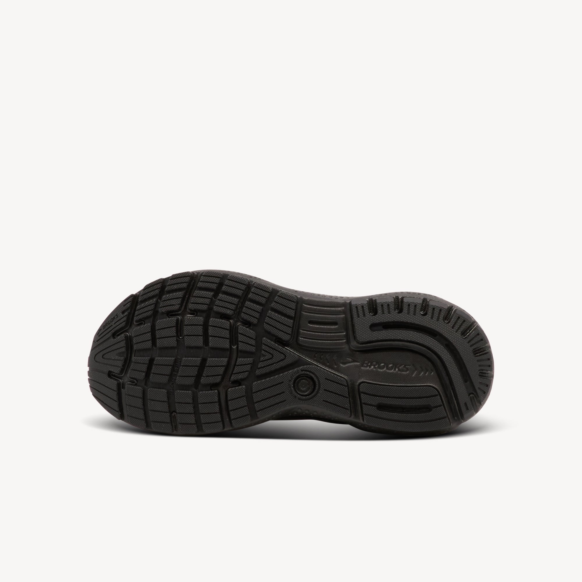 Outsole view of Brooks Ghost 16 features soft lightweight cushioning at Profeet Footwear. Smooth transitions with breathable fit for distraction-free running. Shop now.