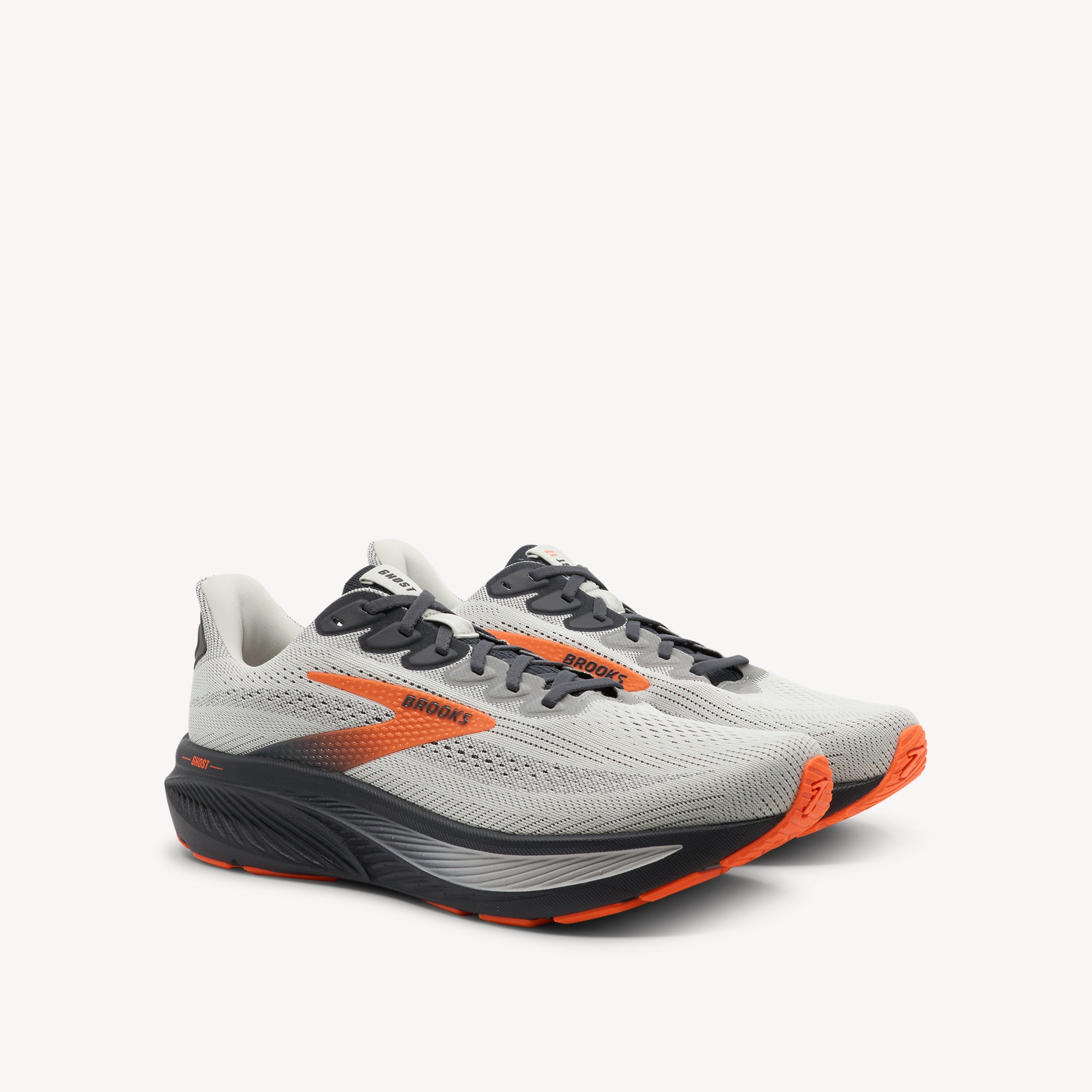 Side view of Brooks Ghost 17 features versatile cushioning at Profeet Footwear. CarbonNeutral® trainer with nitrogen-infused technology for smooth reliable ride.