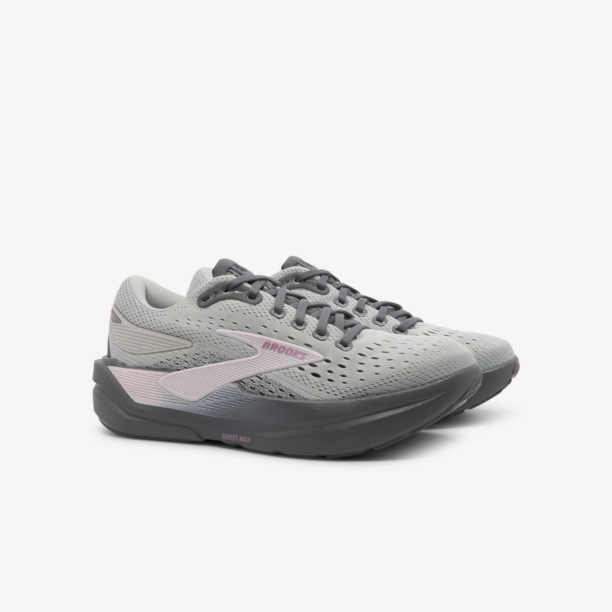 Side view of BROOKS GHOST MAX 3 features plush cushioning and smooth transitions at Profeet Footwear. Purpose-built running shoe for women. Expert-fitted.