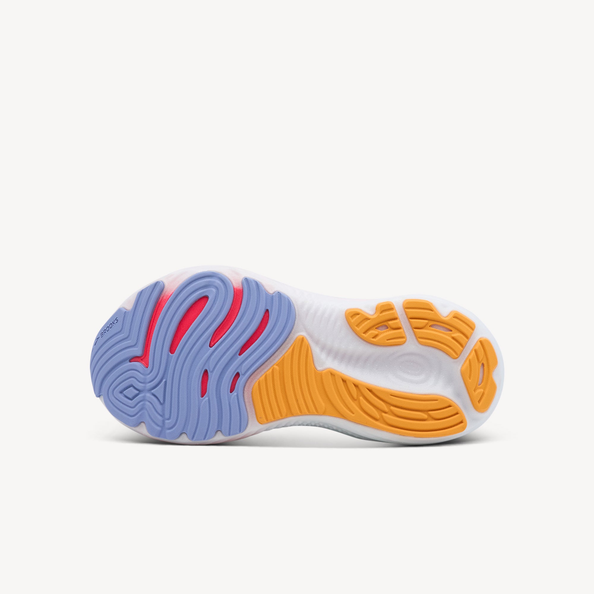 Outsole view of Brooks Glycerin GTS 22. RoadTack Rubber Outsole features durable rubber made with recycled materials providing lightweight durability reliable traction and energetic rebound. Shop now at Profeet Footwear.