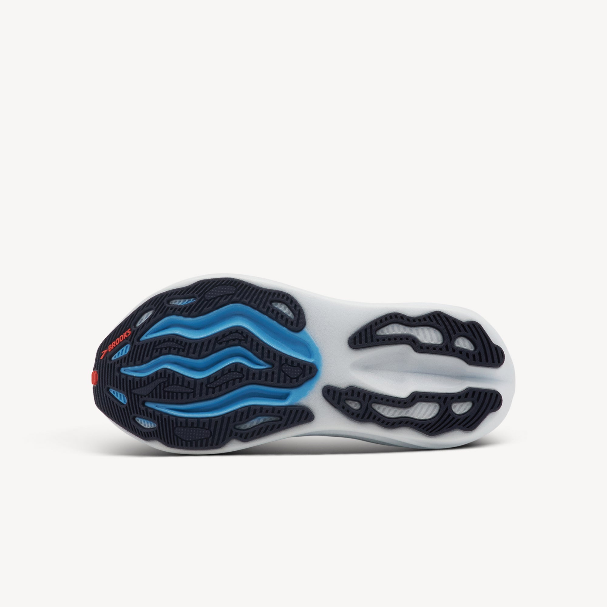 Outsole view of Brooks Glycerin Max. Strategic Rubber outsole features durable carbon rubber coverage in high-wear zone. Shop now at Profeet Footwear.