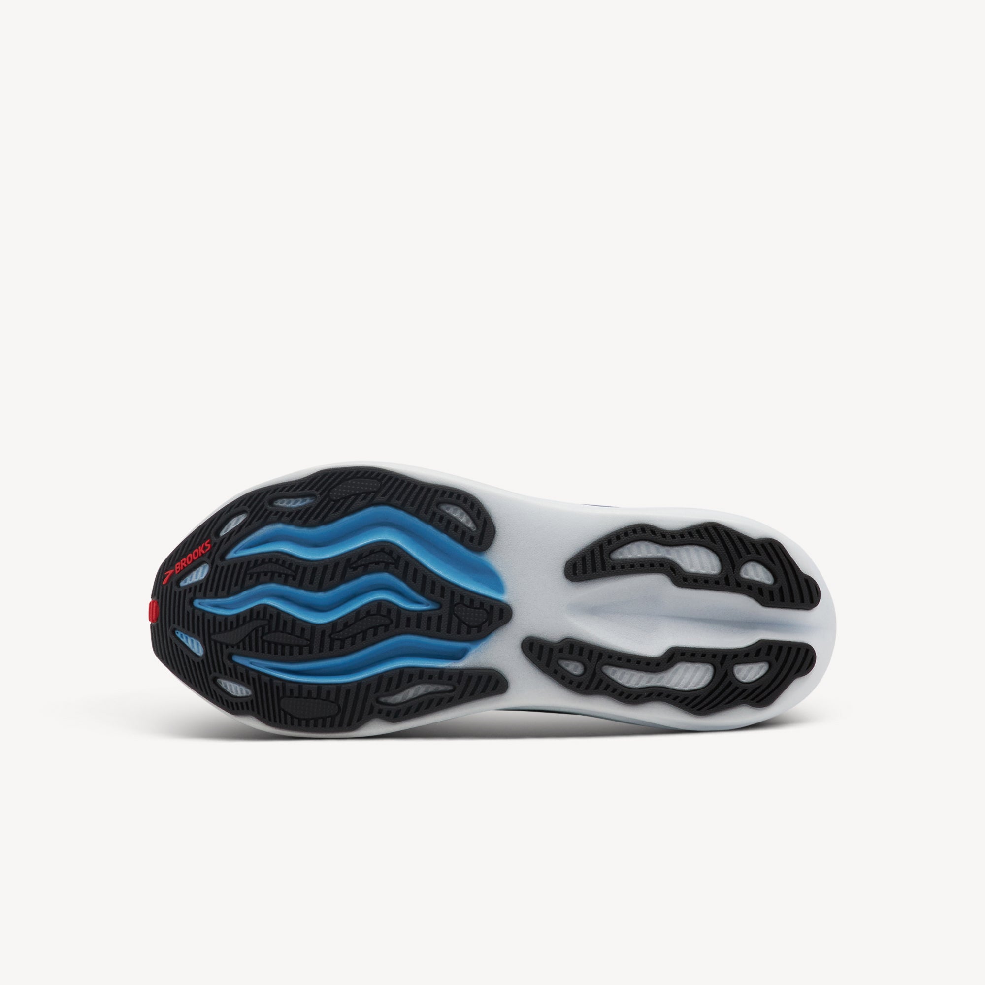 Outsole view of Brooks Glycerin Max. Strategic Rubber Outsole features durable carbon rubber coverage in high-wear zones. Shop now at Profeet Footwear.