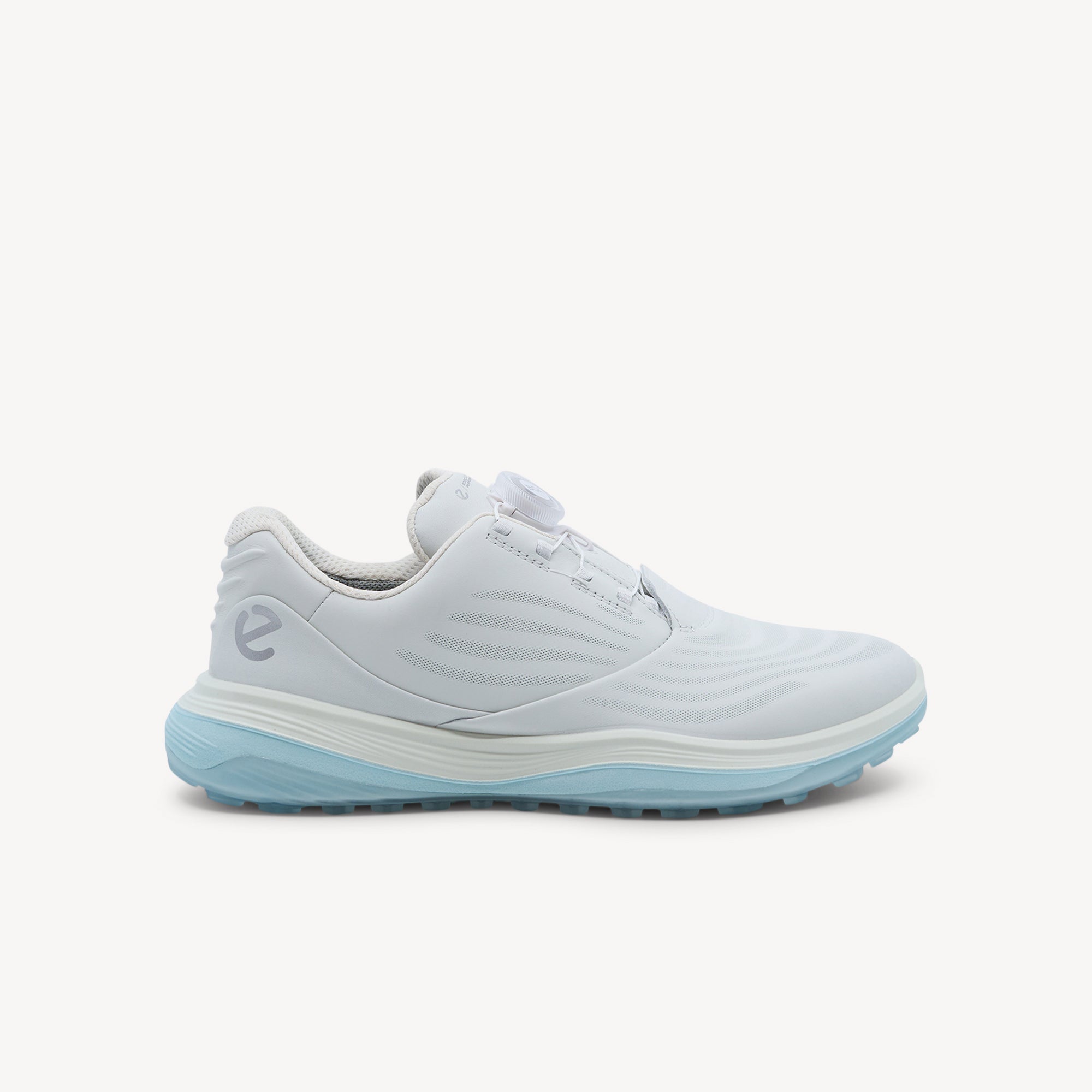 ECCO Golf LT1 White Womens features premium leather, waterproof membrane, ultra‑light rebound midsole and sneaker‑style playing comfort. Available now.
