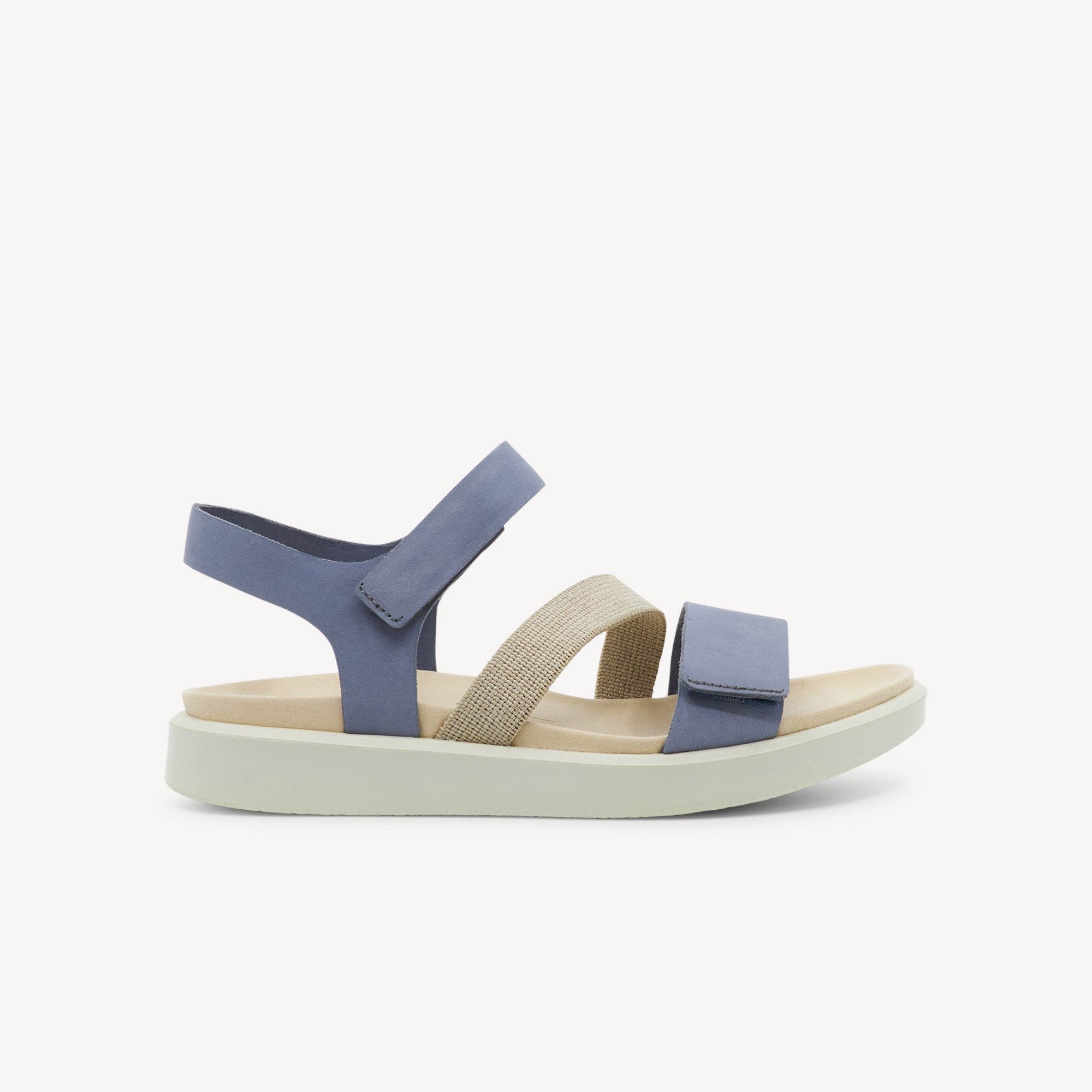 Ecco Flowt Flat Sandal Misty womens. Premium leather, adjustable straps, Fluidform comfort, minimalist design. Expert-fitted. Locally-loved. Shop now.