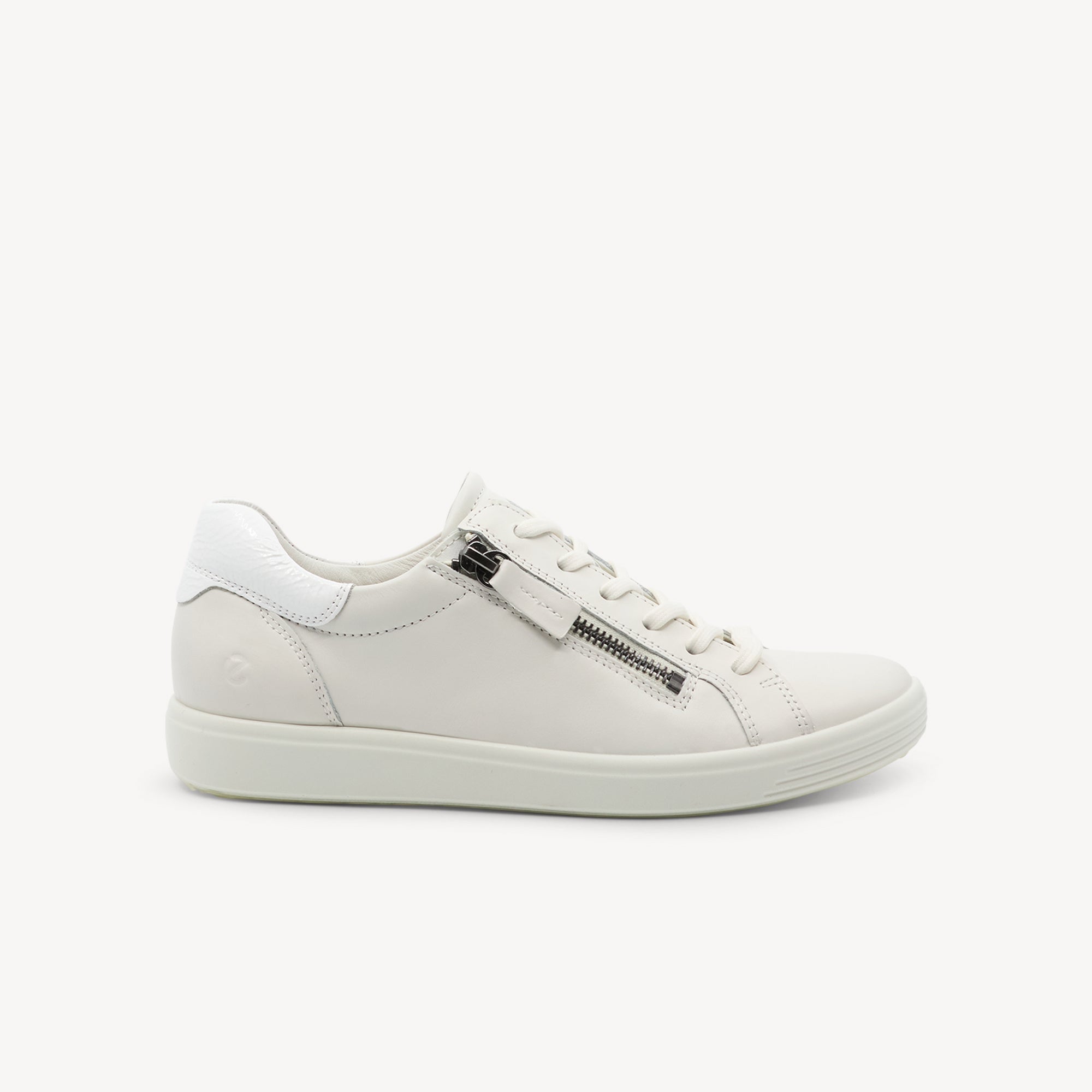 Ecco Soft 7 Side Zip White Womens