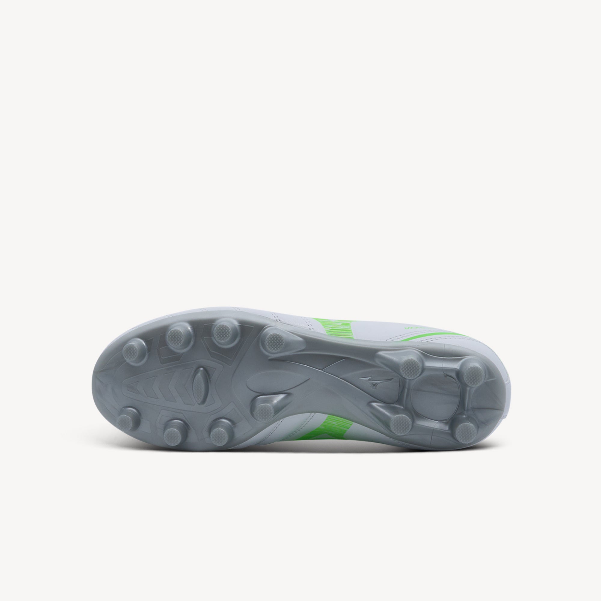 Outsole view of Mizuno Monarcida Neo III Select Junior FG features soft synthetic upper at Profeet Footwear. Comfortable junior football boot for all young players.