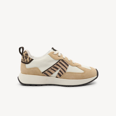 Frankie4 Axel II features triple-layer support & zebra print at Profeet Footwear. Podiatrist-designed sneaker with suede detailing for textural statement style.