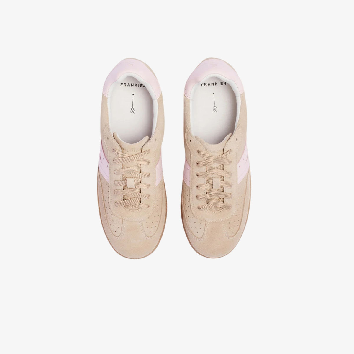 Frankie4 Levi Oat Milk Suede women's suede sneaker, top-down view