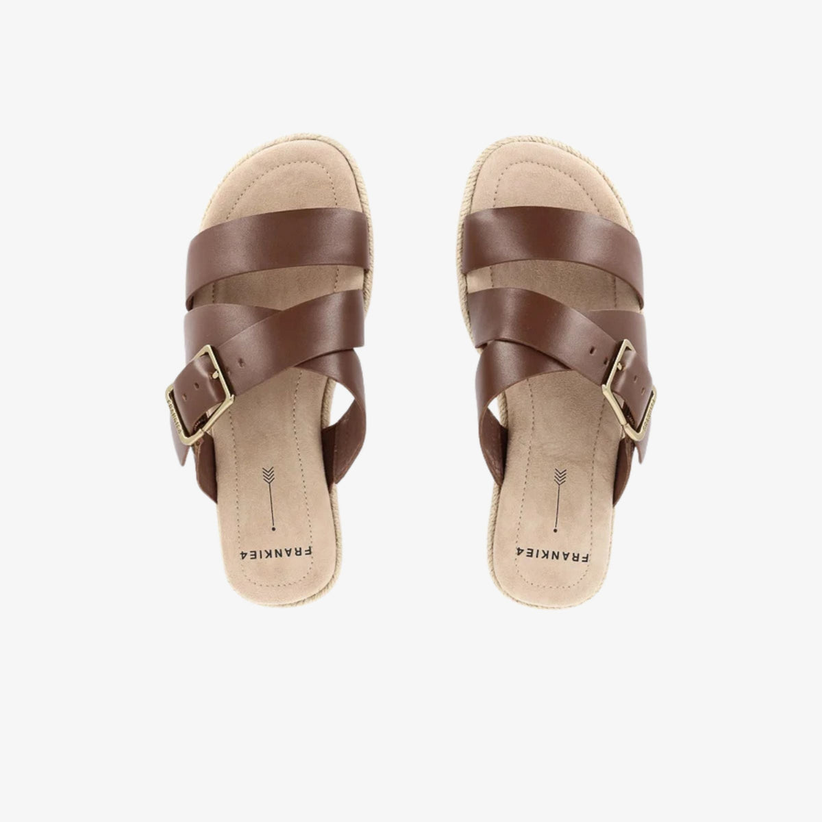 Frankie4 Micah Deep Tan women’s leather slide, top-down view
