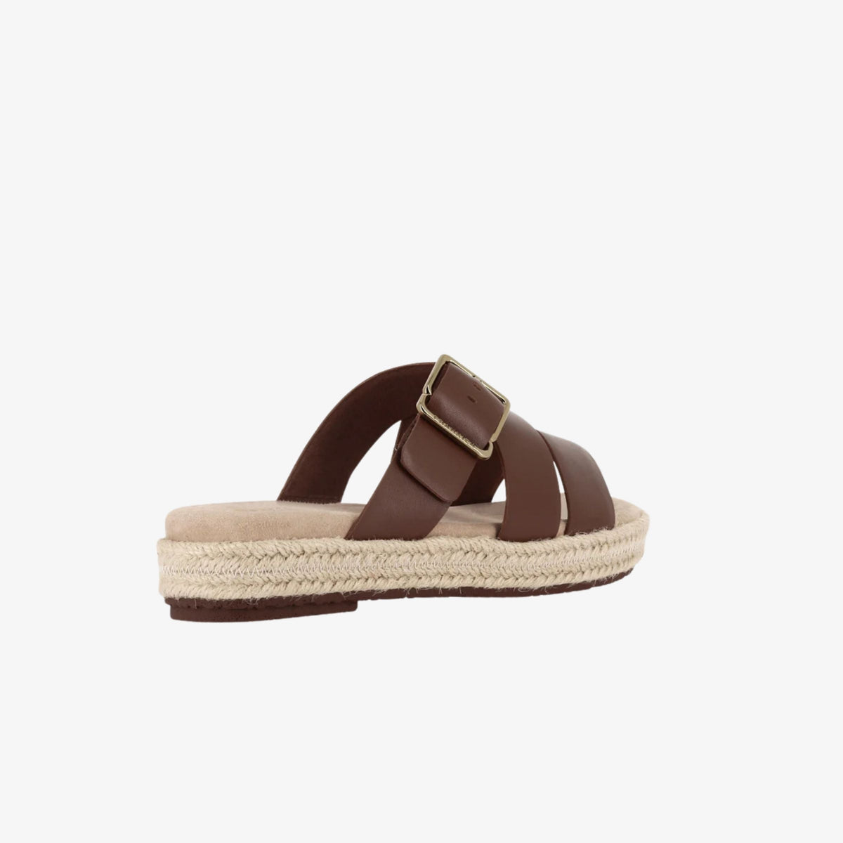 Frankie4 Micah Deep Tan women’s leather slide, back heel view