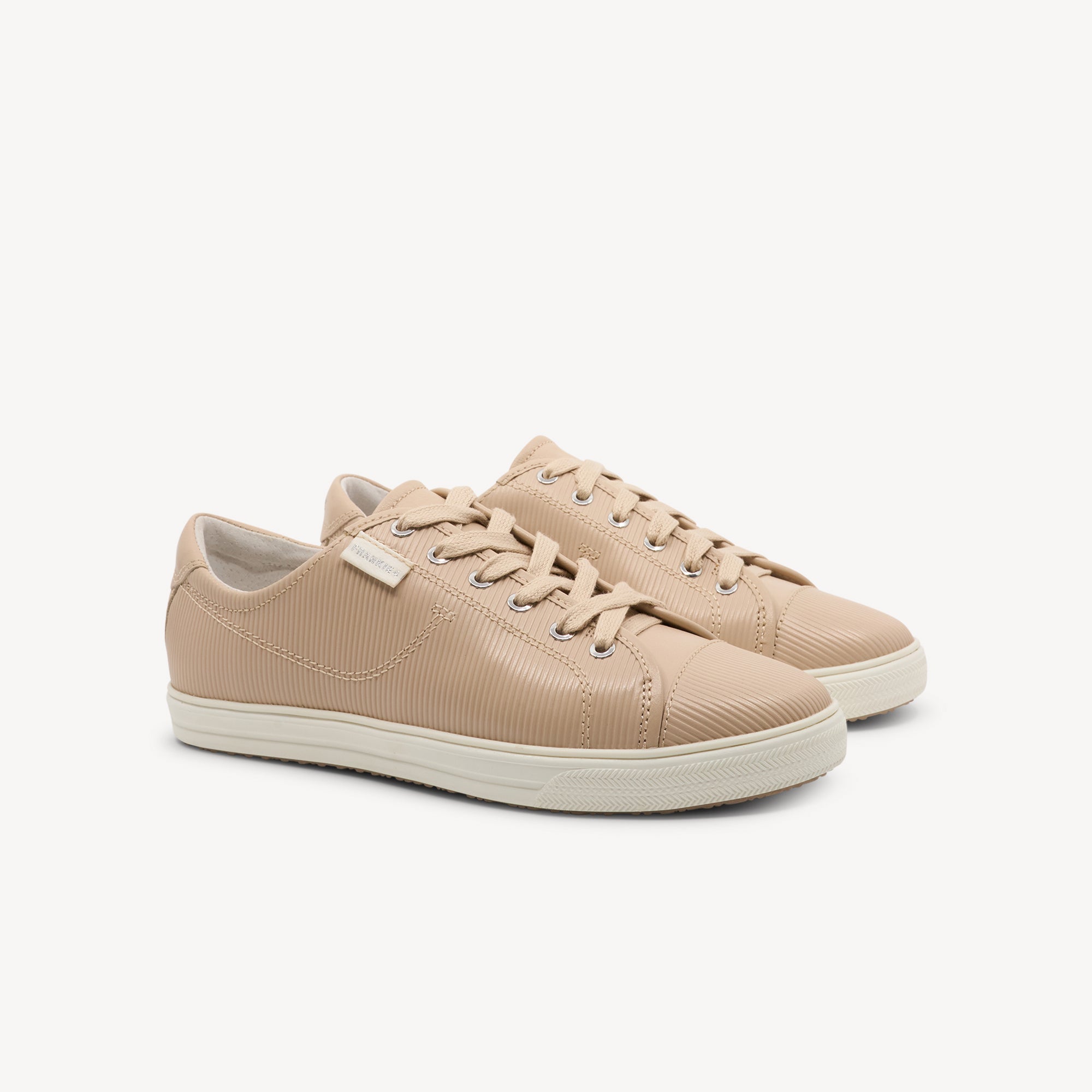 Side view of Frankie4 NAT III Light Blush Emboss features adjustable Sole Saver Pack® at Profeet Footwear. Cult-favourite sneaker with all-day comfort. Shop now.