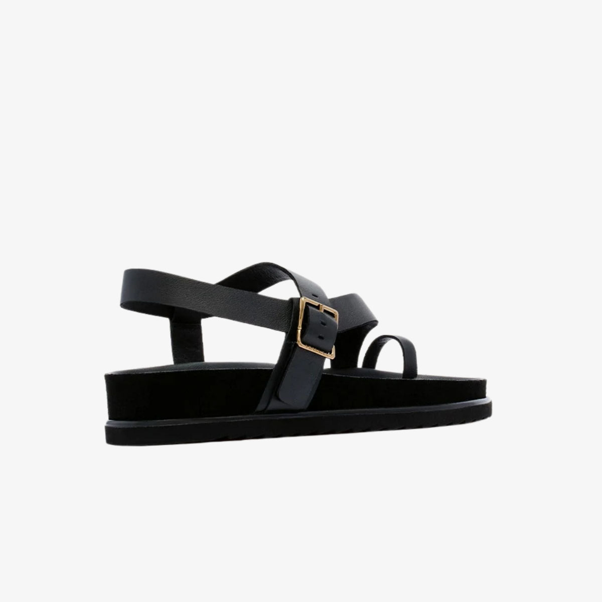 Frankie4 Ren Black women’s leather sandal, back view