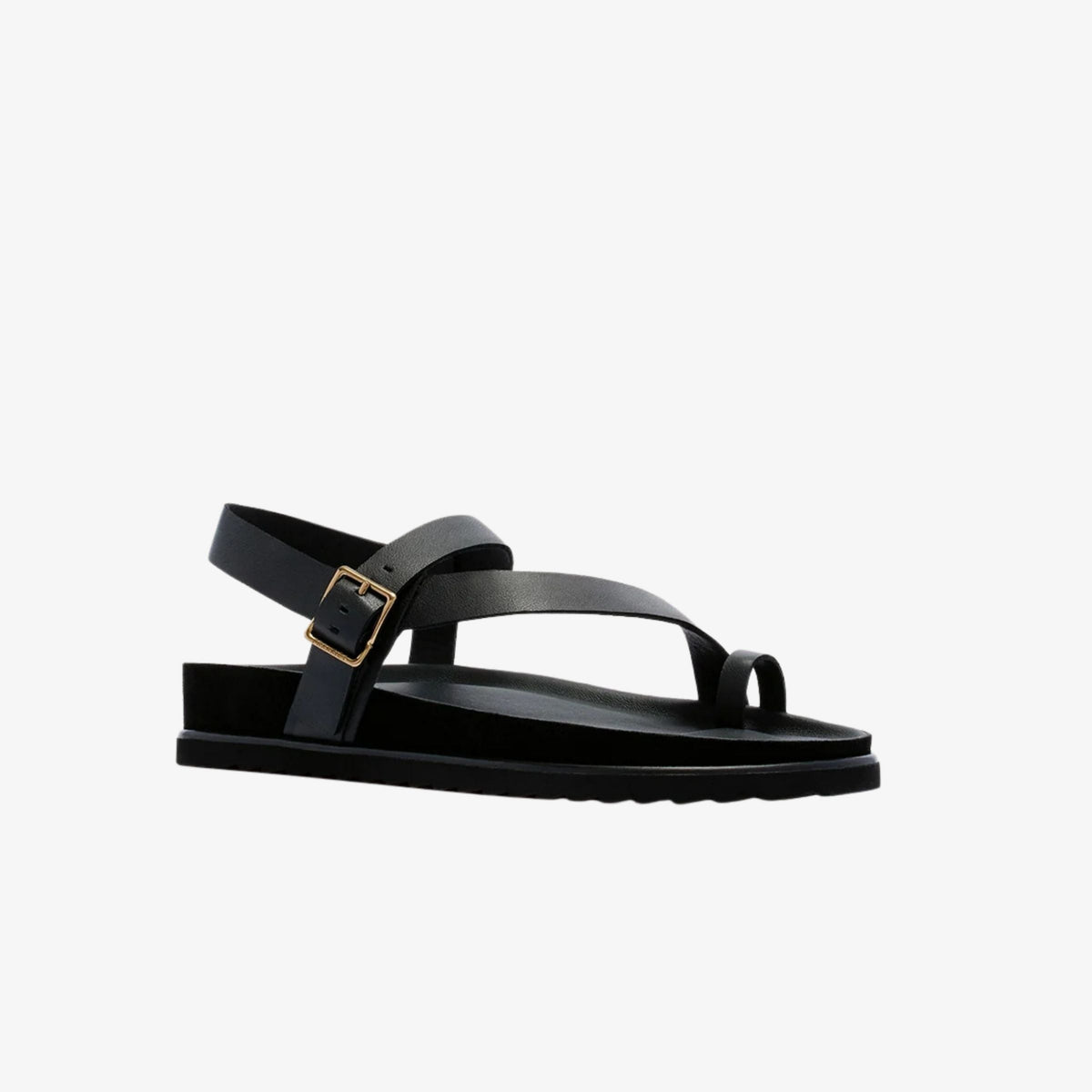 Frankie4 Ren Black women’s leather sandal, side view