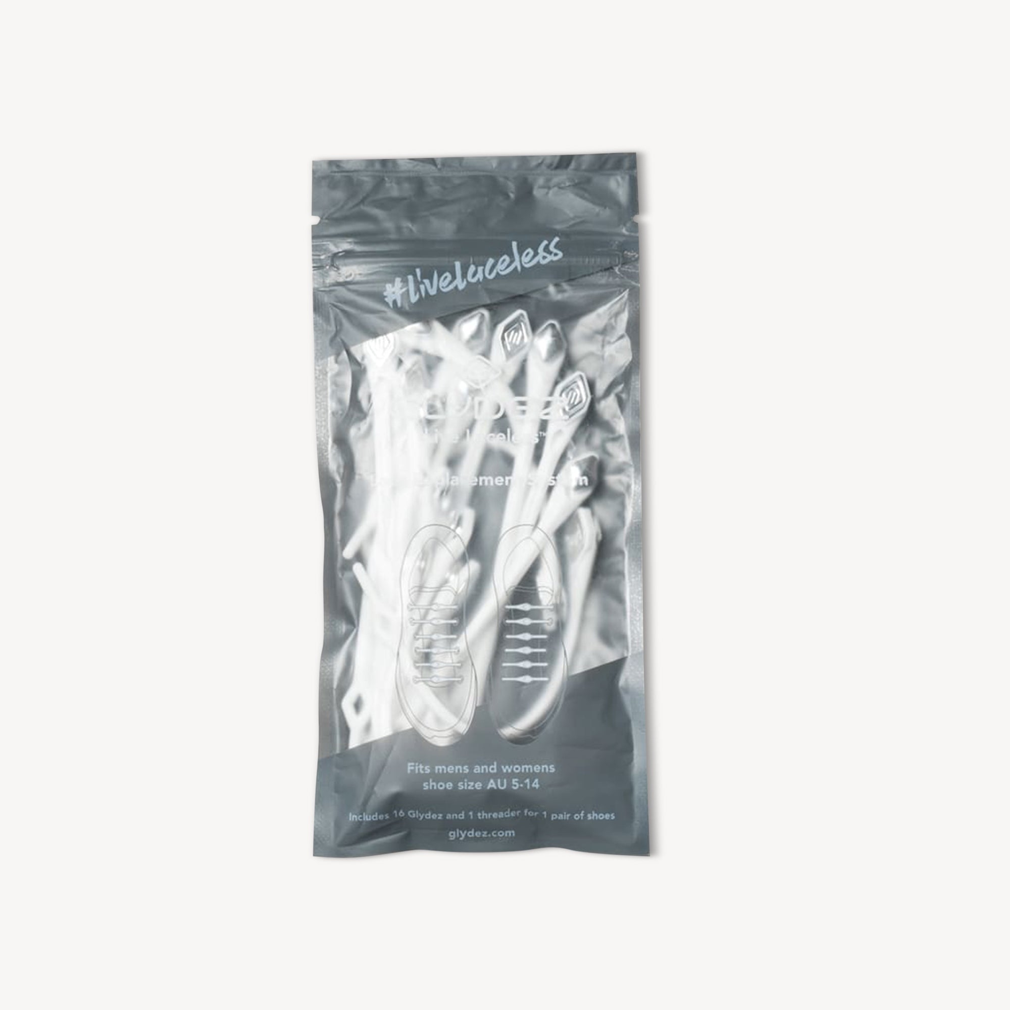 Glydez Laces - Adult - Gem White/Silver