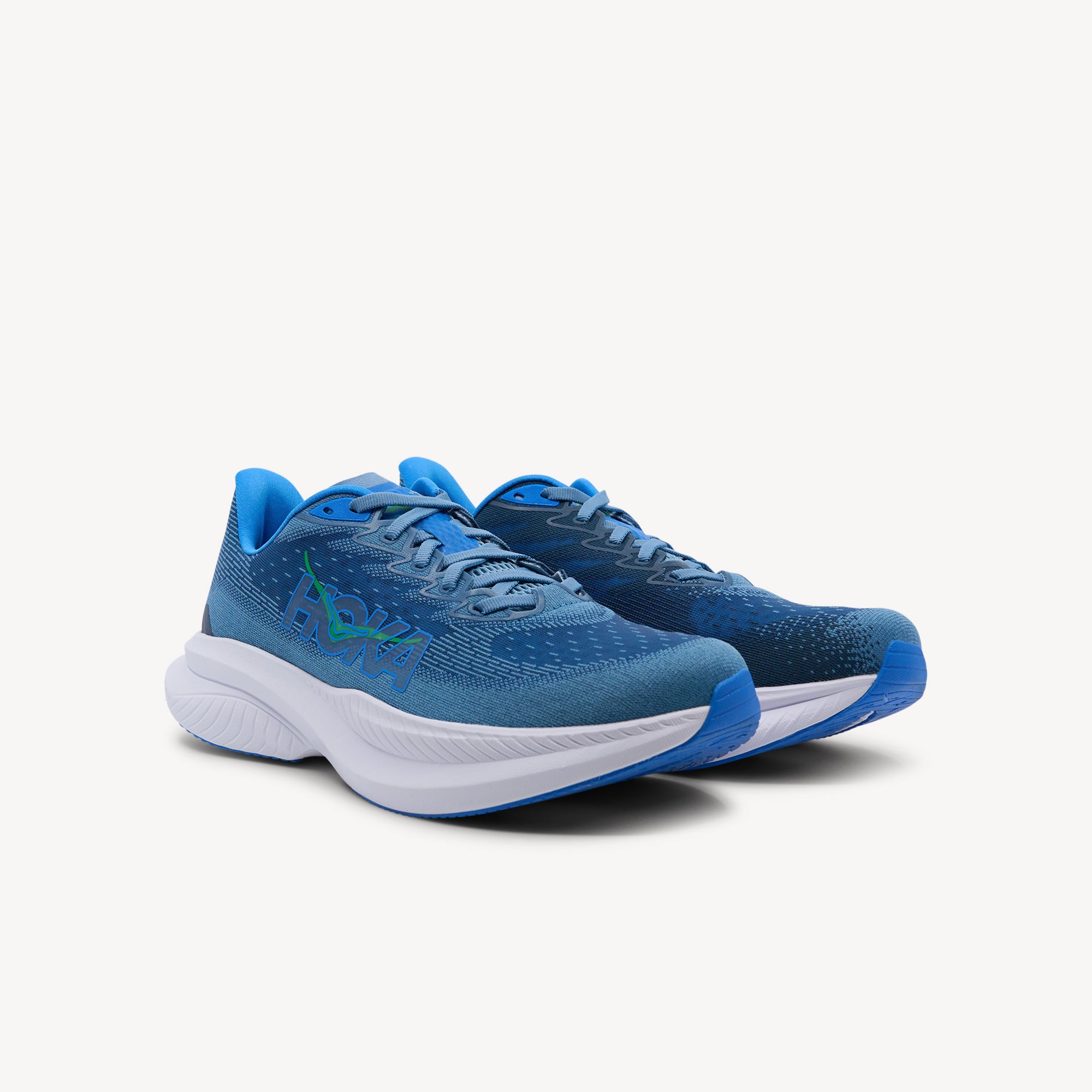 Side view of Hoka Mach 6 features everyday speed at Profeet Footwear. Lightweight responsive trainer with Meta-Rocker geometry for tempo runs and racing. Shop now.