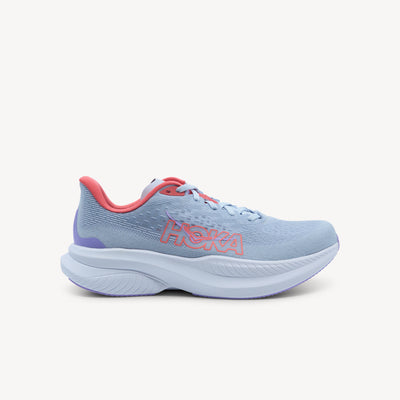 Hoka Mach 6 features everyday speed at Profeet Footwear. Lightweight responsive trainer with Meta-Rocker geometry for tempo runs and racing. Shop now.
