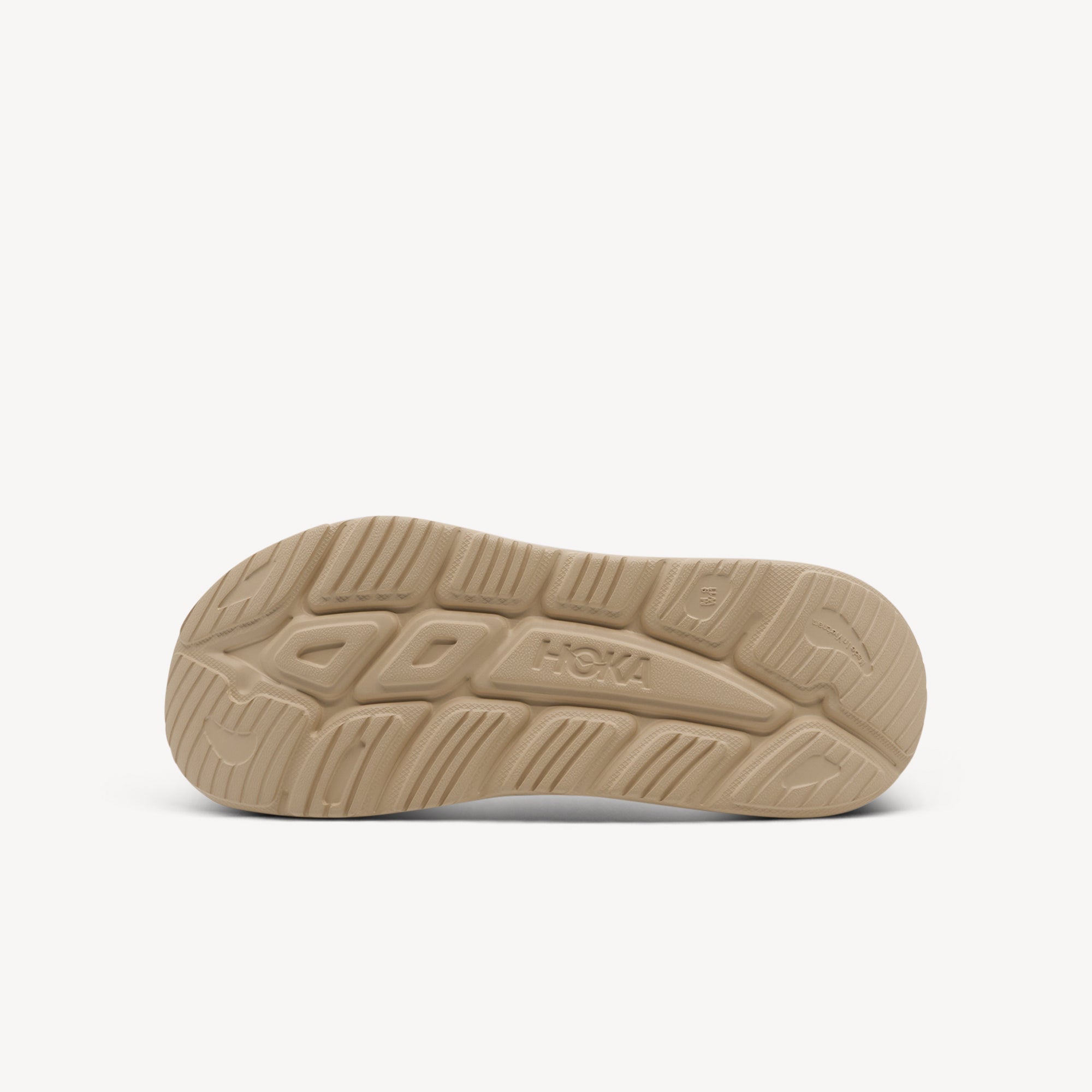 Outsole view of Hoka Ora Recovery Slide 3 features plush cushioning at Profeet Footwear. Oversized midsole recovery slide for all-day relaxation and comfort. Shop now.