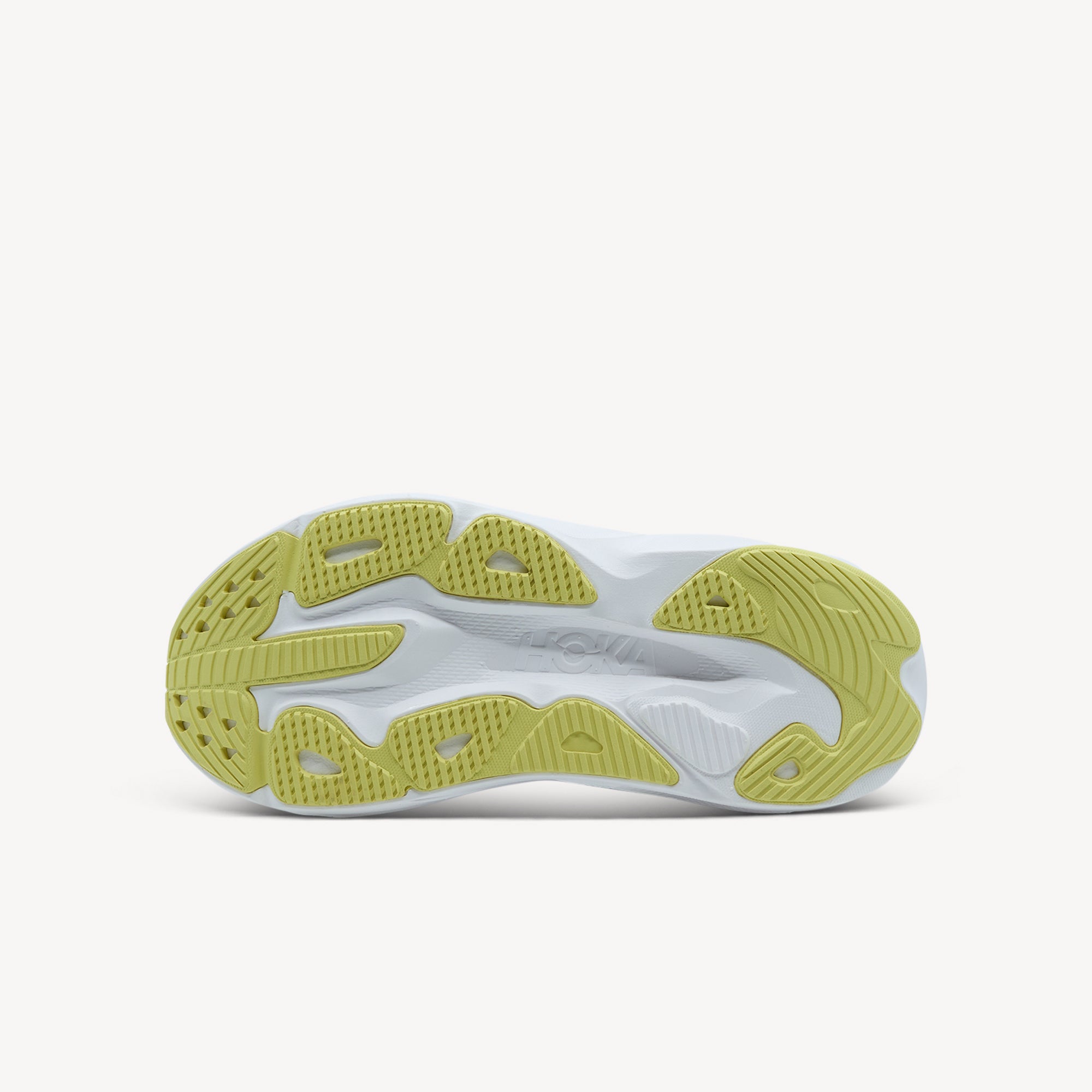 Outsole view of Hoka Skyflow features smooth cushioning at Profeet Footwear. Everyday trainer with maximum comfort and Meta-Rocker geometry for daily miles. Shop now.