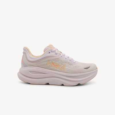 HOKA BONDI 9 features ultimate plush cushioning and smooth comfort at Profeet Footwear. Purpose-built running shoe for women. Expert-fitted.