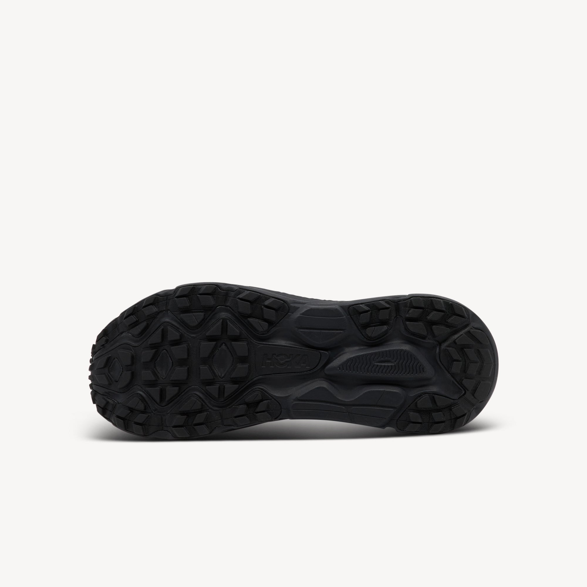 Outsole view of Hoka Challenger ATR 7 GTX features all-terrain versatility at Profeet Footwear. GORE-TEX protection with responsive cushioning for any surface. Shop now.