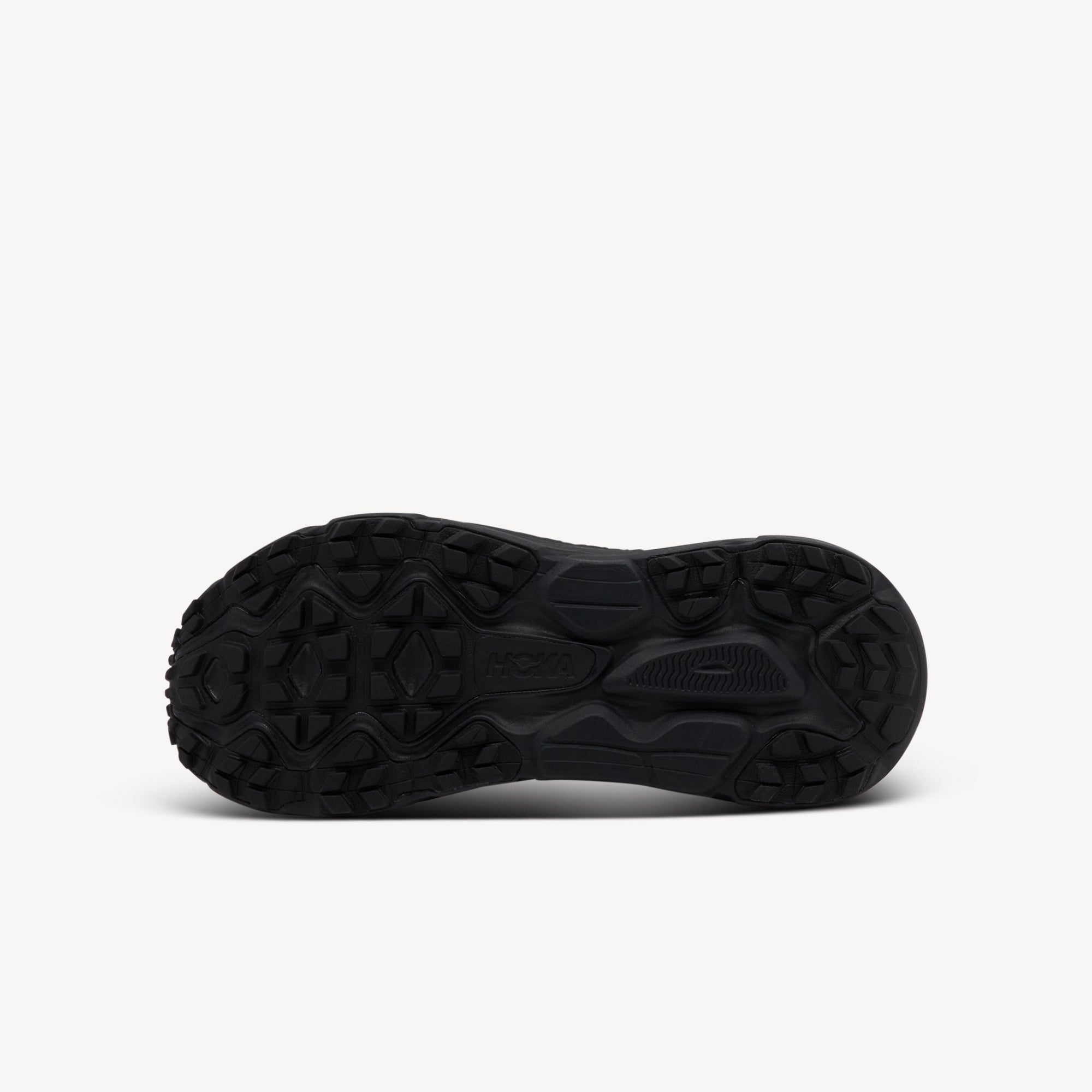 Outsole view of Hoka Challenger ATR 7 GTX features all-terrain versatility at Profeet Footwear. GORE-TEX protection with responsive cushioning for any surface. Shop now.