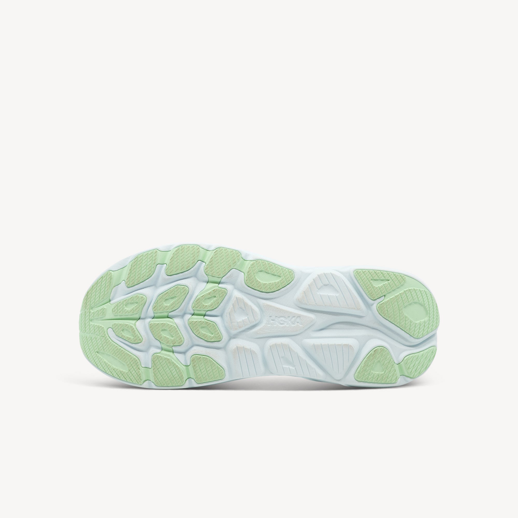 Outsole view of Hoka Clifton 10. Durabrasion rubber outsole provides long-lasting traction and protection on high-wear zones for extended durability. Shop now at Profeet Footwear.