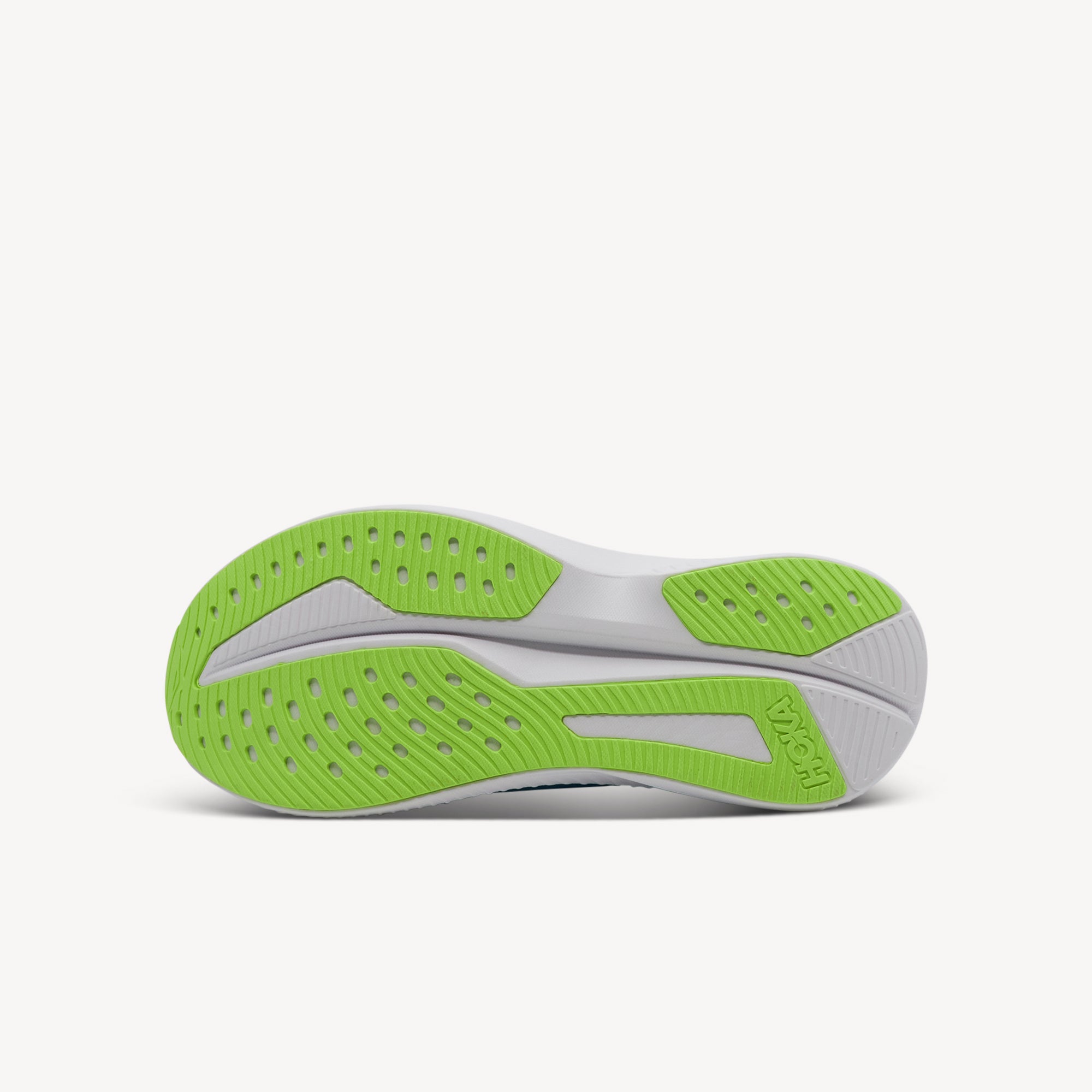 Outsole view of Hoka Mach 6 features everyday speed at Profeet Footwear. Lightweight responsive trainer with Meta-Rocker geometry for tempo runs and racing. Shop now.