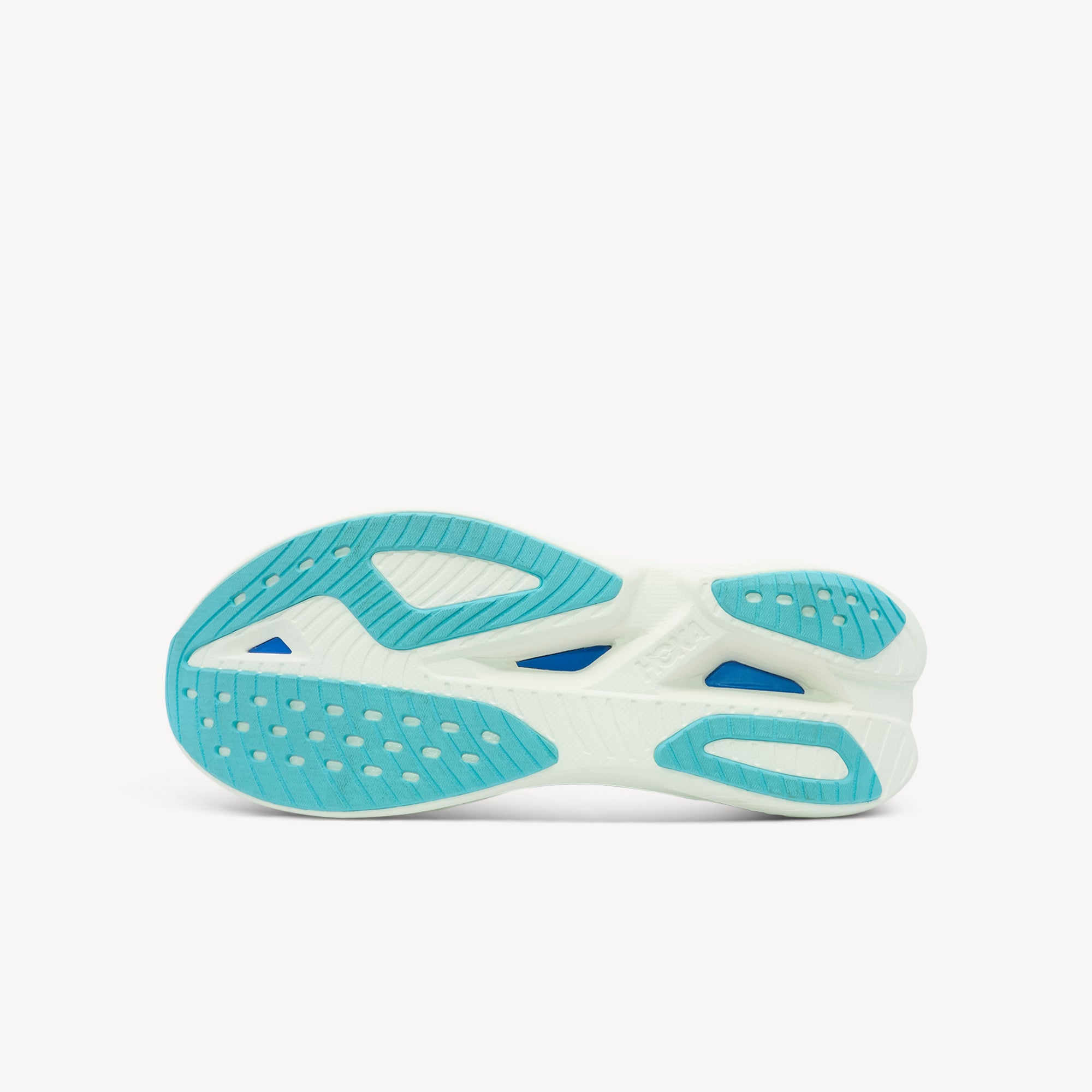 Outsole view of Hoka Mach x 2. Strategic Rubber Outsole delivers targeted protection in high-wear heel and forefoot zones. Shop now at Profeet Footwear.