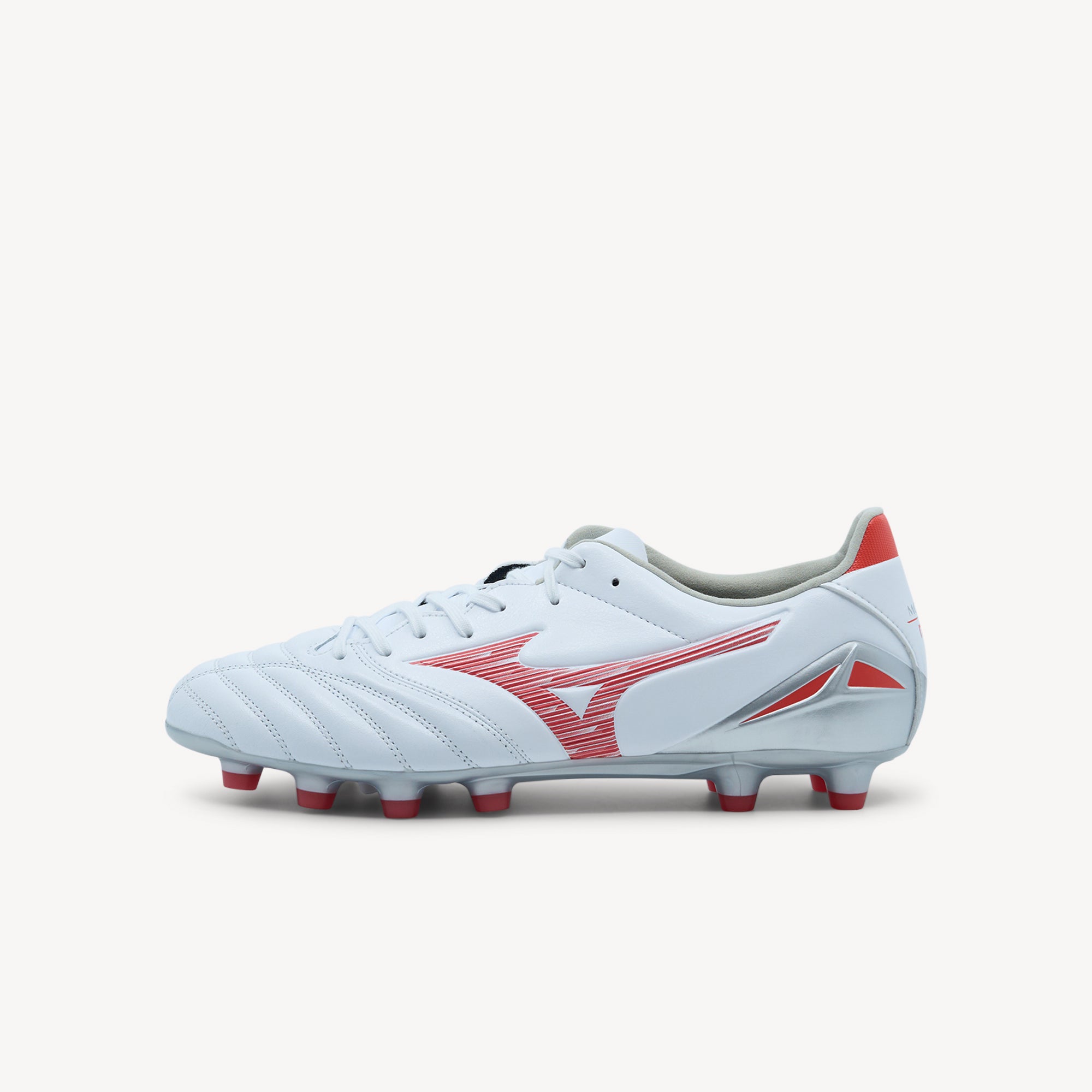 Mizuno Morelia Neo IV Pro FG White / Radiant Red / Hot Coral Mens