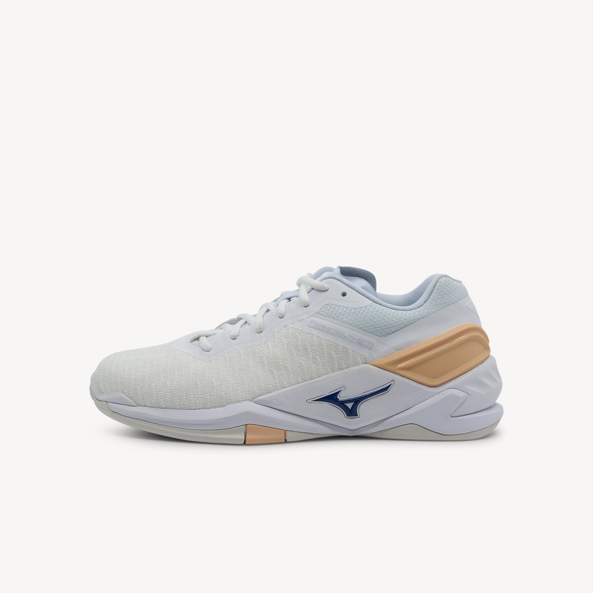 Mizuno Wave Stealth Neo NB White / Navy Peony / Peach Parfait Womens