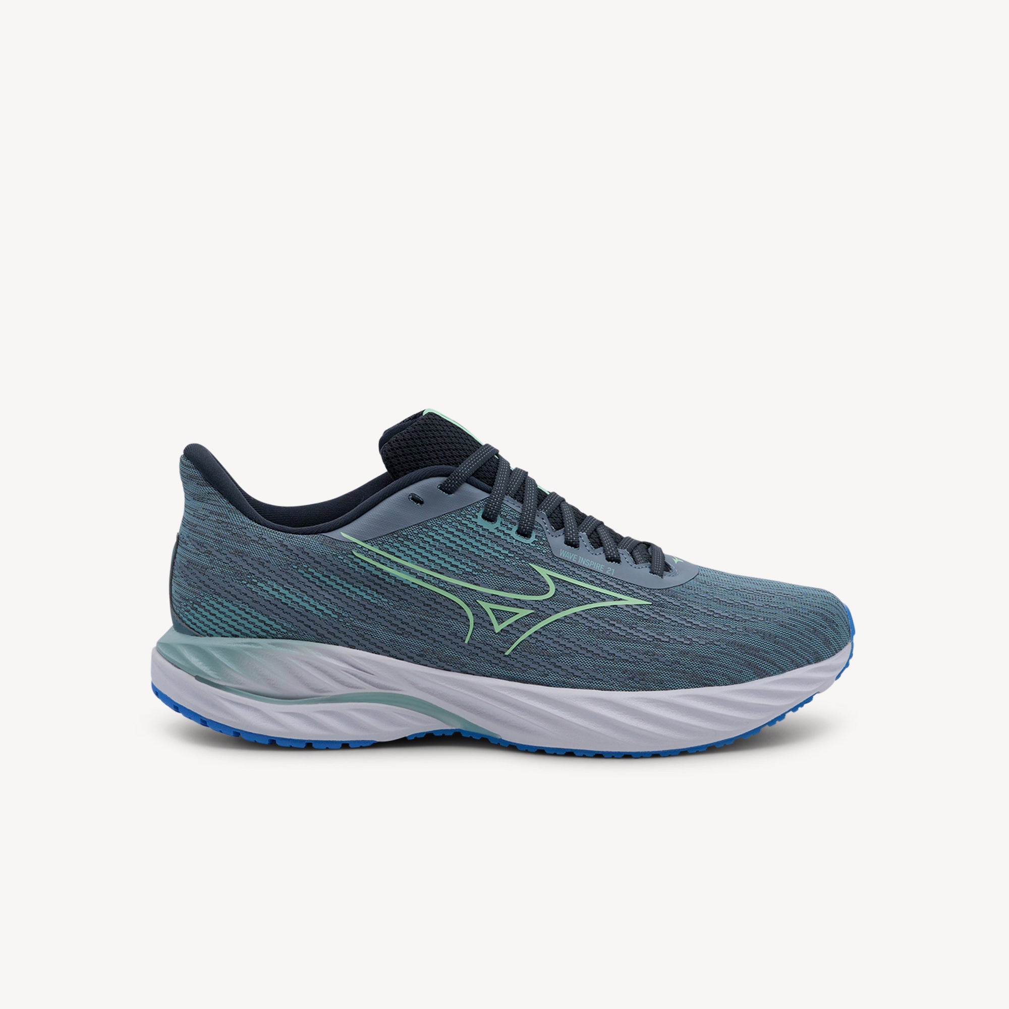 Mizuno Wave Inspire 21 features anatomical Wave plate at Profeet Footwear. Men's stability shoe for overpronators seeking comfort and support.