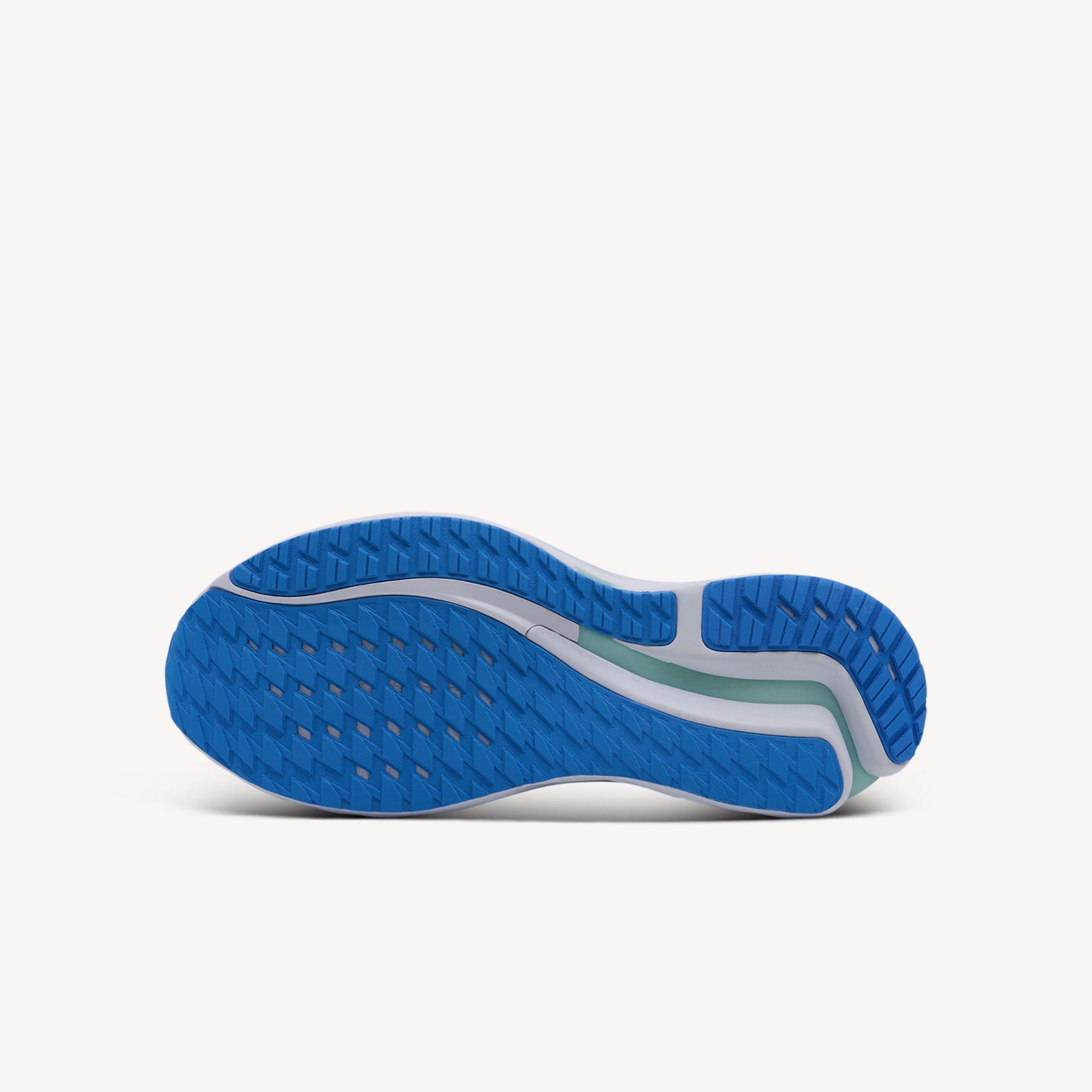 Outsole view of Mizuno Wave Inspire 21 features anatomical Wave plate at Profeet Footwear. Men's stability shoe for overpronators seeking comfort and support.