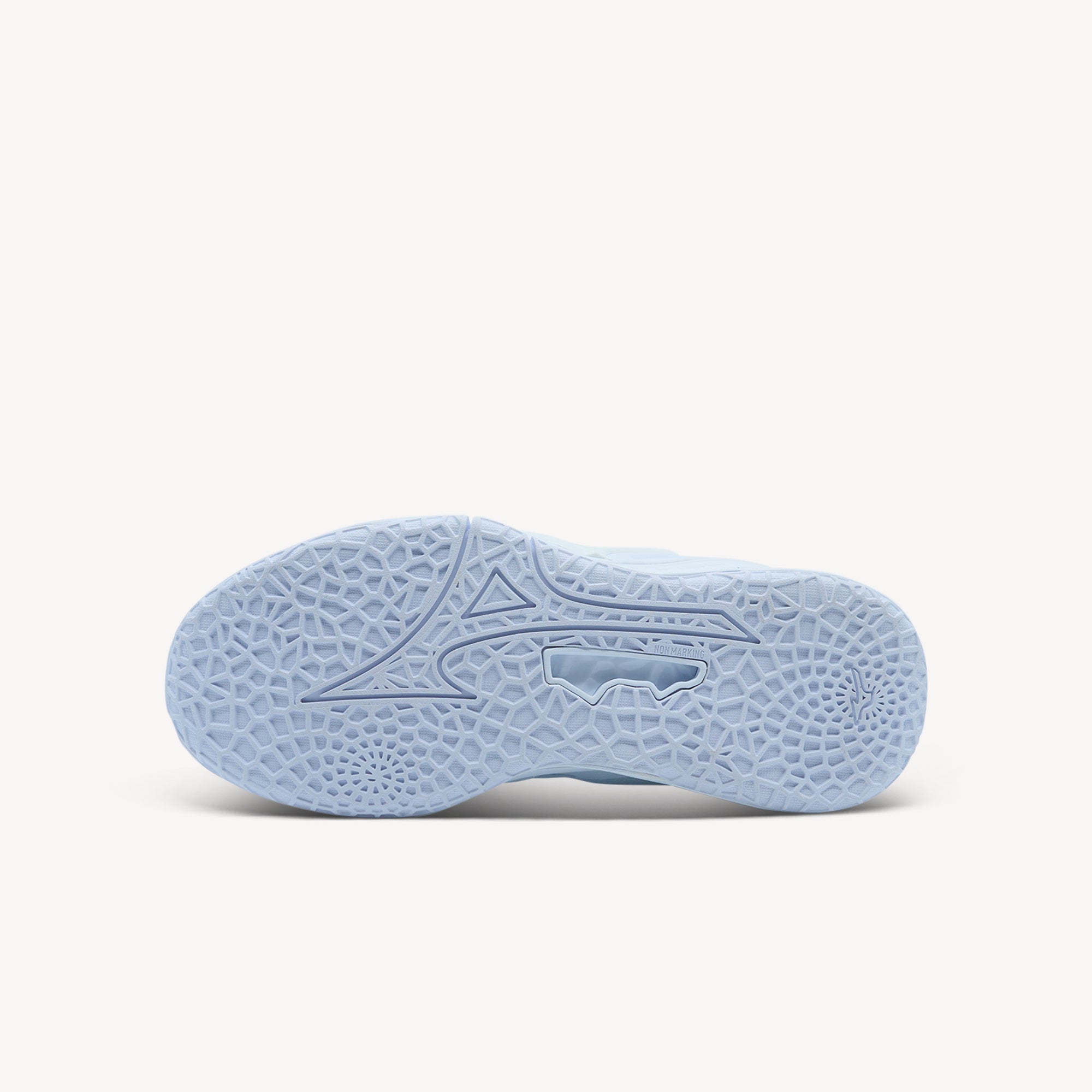 Outsole view of Mizuno Wave Stealth Neo 2 NB. XG Rubber outsole provides superior grip and high traction to the floor whilst reducing overall shoe weight. Shop now at Profeet Footwear.