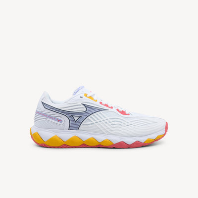 Mizuno Wave Enforce Tour 2 AC features stability & cushioning at Profeet Footwear. White/Icelandic Blue tennis shoe for competitive court performance.