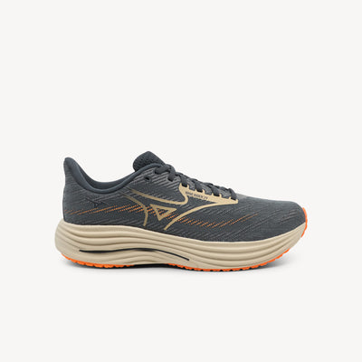 Mizuno Wave Rider 29 features nitrogen foam & Wave plate at Profeet Footwear. Quiet Shade/Summer Sand daily trainer for reliable performance.