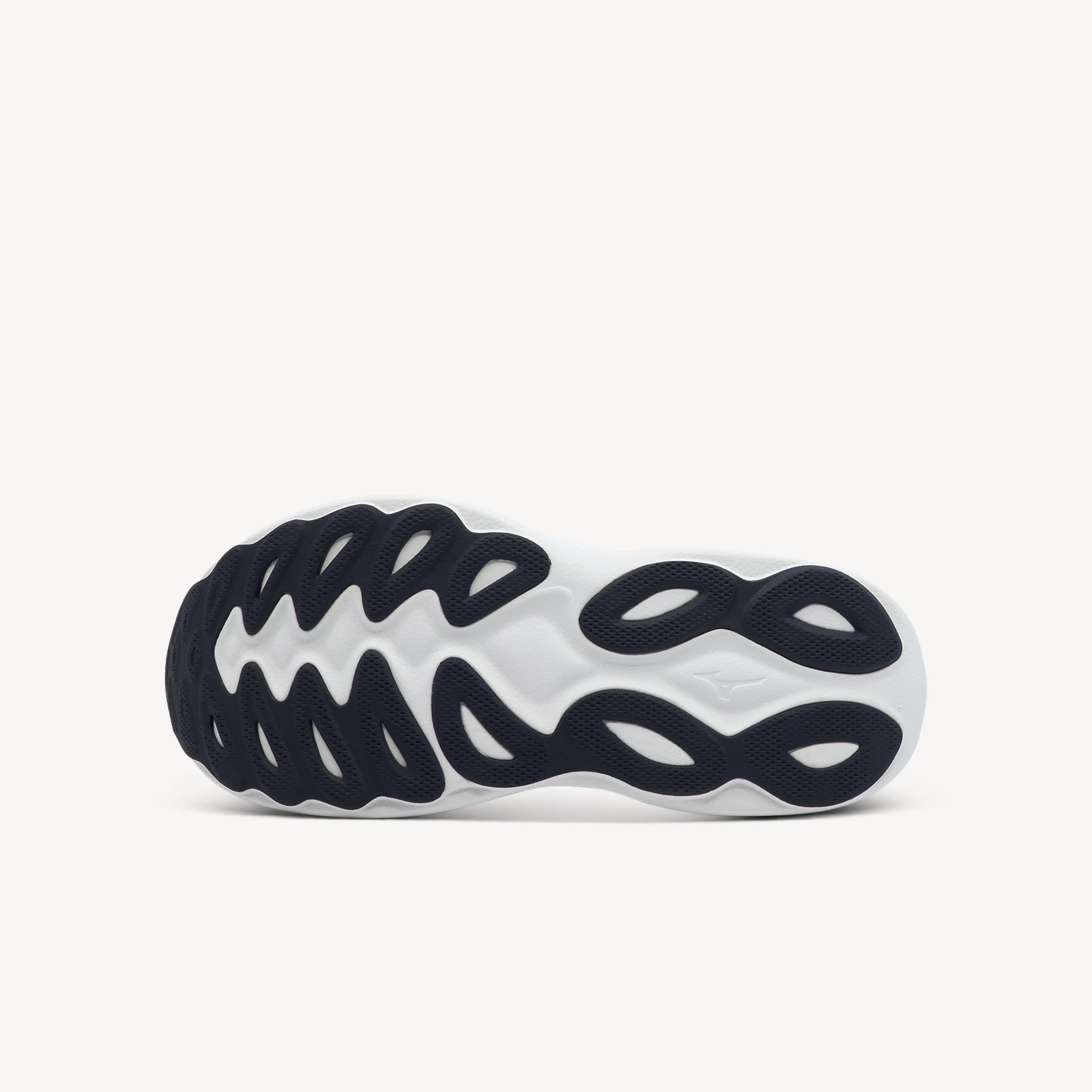 Outsole view of Mizuno Wave Sky 9. Wide, stable platform prevents wobbling despite high stack for confident, balanced running. Shop now at Profeet Footwear.