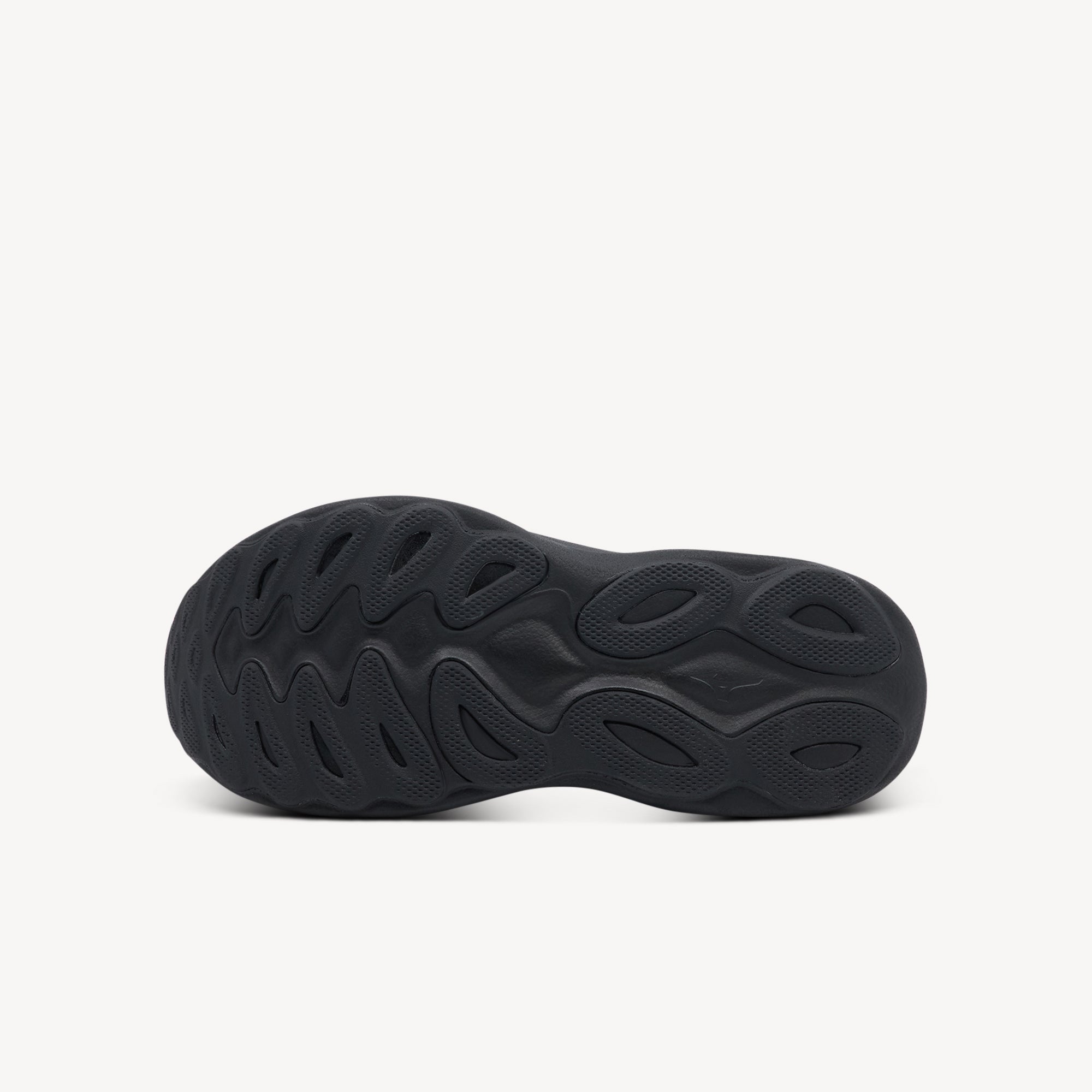 Outsole view of Mizuno Wave Sky 9. Wide, stable platform prevents wobbling despite high stack for confident, balanced running. Shop now at Profeet Footwear.