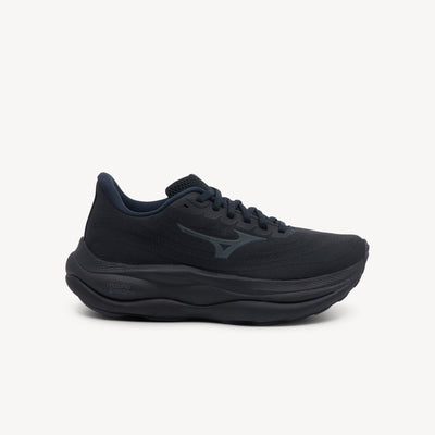 Mizuno Wave Sky 9 features nitrogen-infused cushioning at Profeet Footwear. Black/Black Sand running shoe for long-distance comfort and daily training.