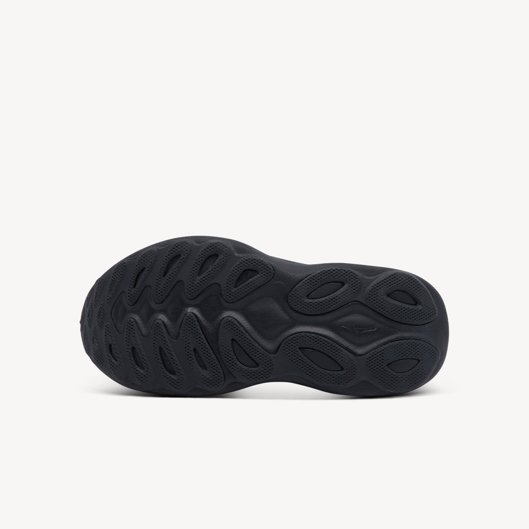 Outsole view of Mizuno Wave Sky 9. Wide, stable platform prevents wobbling despite high stack for confident, balanced running. Shop now at Profeet Footwear.