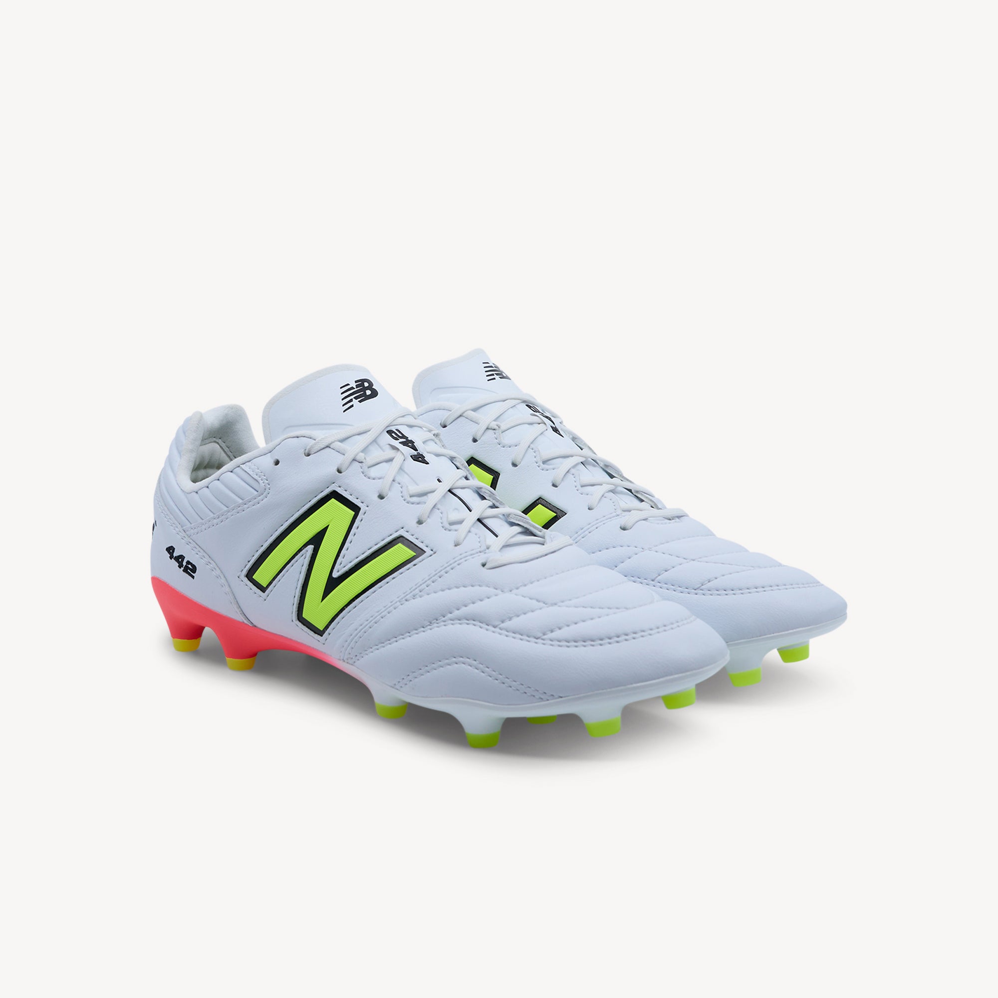 Side view of New Balance 442 Pro v2 features kangaroo leather and classic design at Profeet Footwear. Traditional football boot for players seeking quality. Shop now.