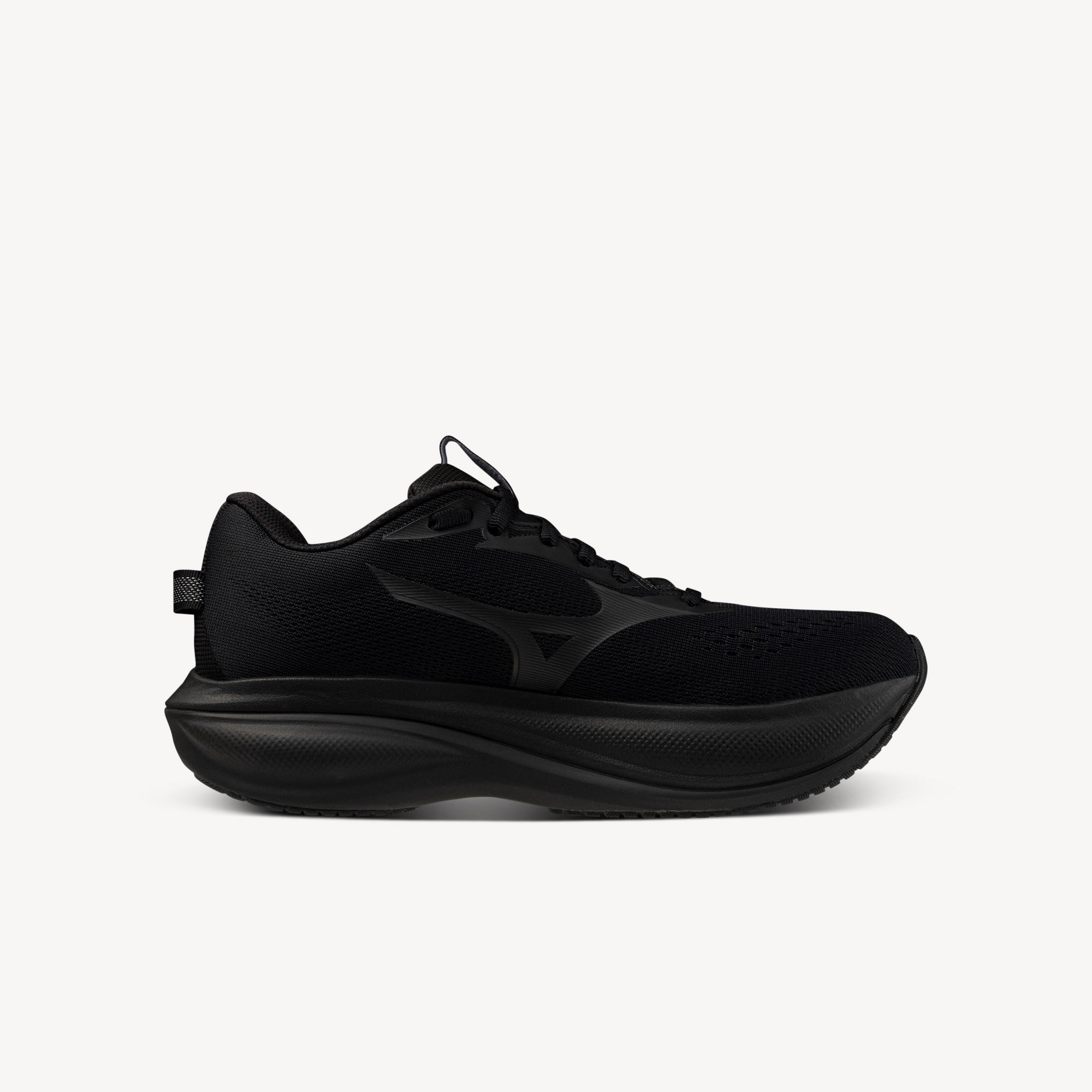 Mizuno Wave Rider 30 Black/Black women's – lightweight neutral daily trainer with ENERZY LITE+ cushioning. Shop now at ProFeet Footwear.