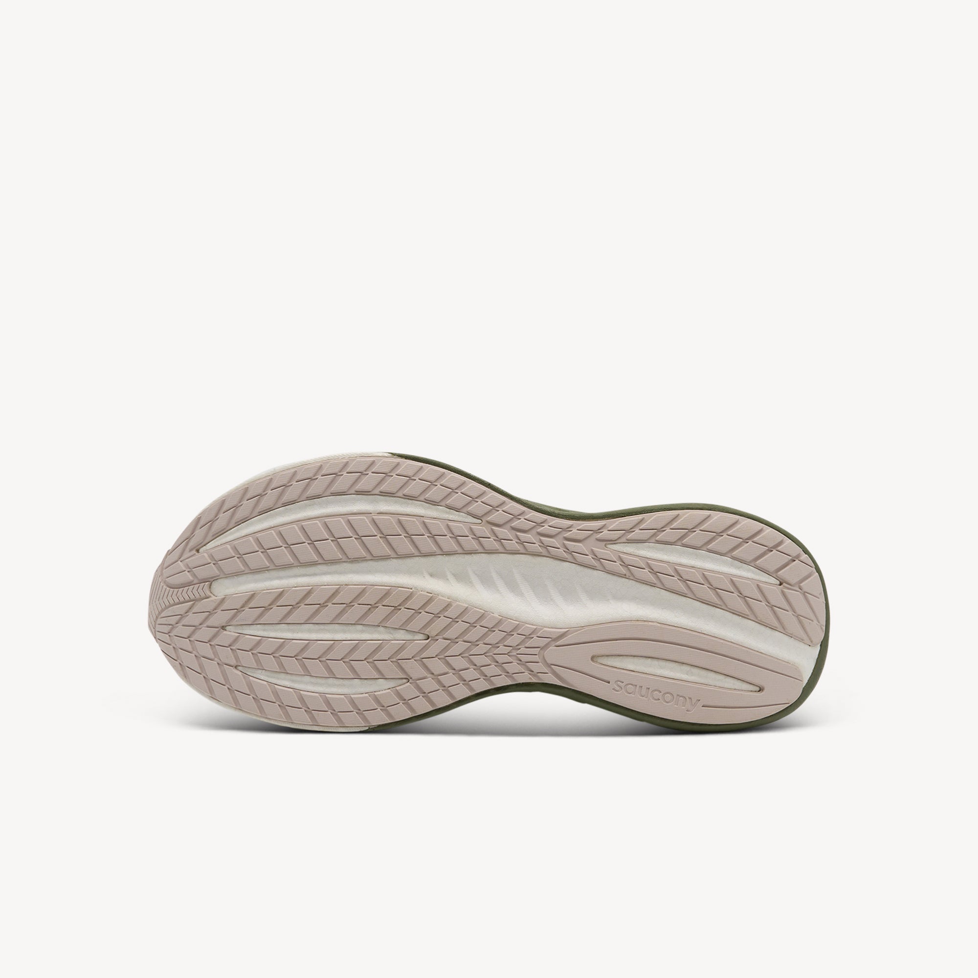 Outsole view of Saucony Triumph 22. Saucony Triumph 22 features max PWRRUN+ cushioning at Profeet Footwear. Premium neutral trainer for soft responsive everyday running. Shop now.